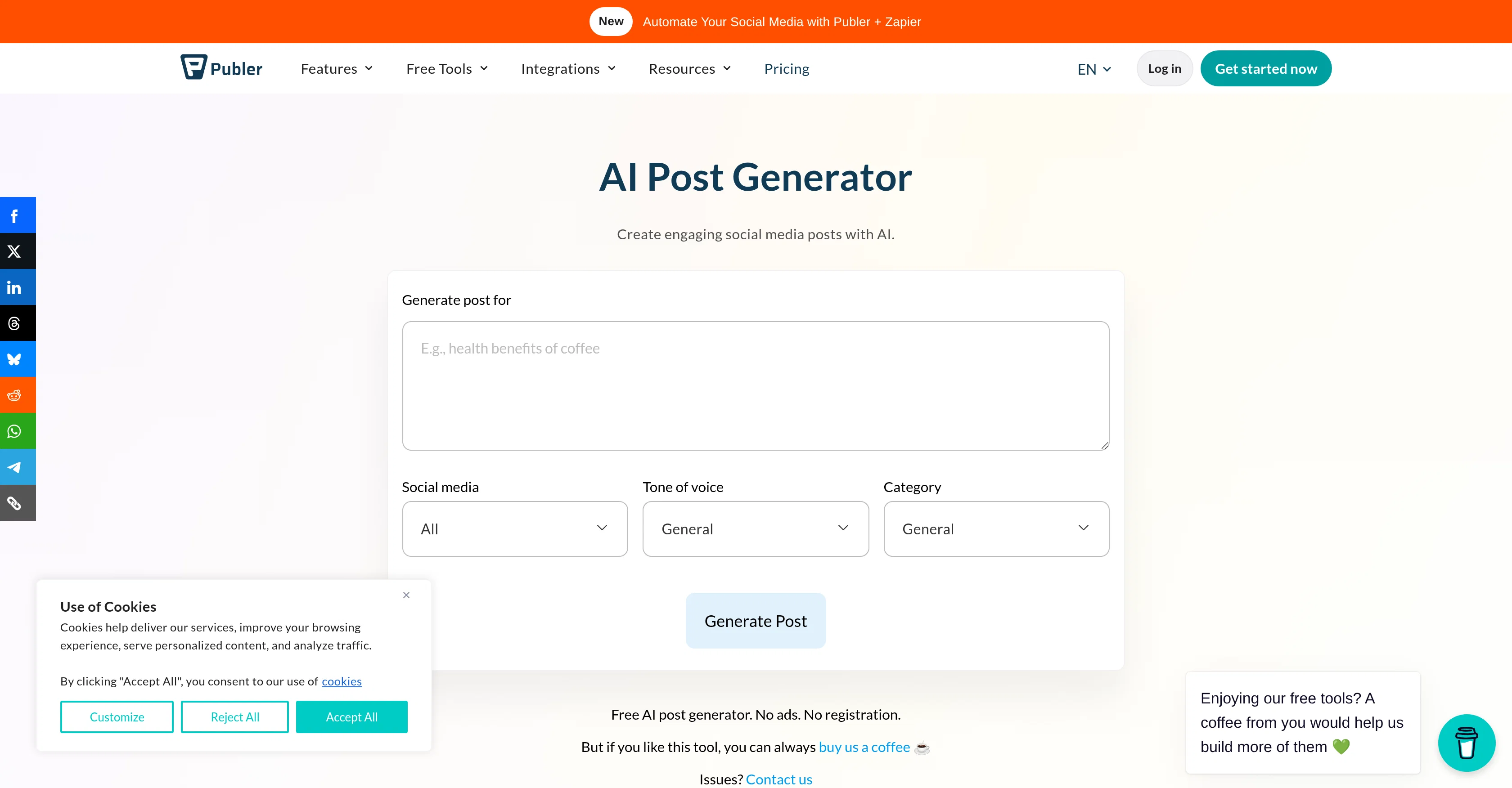 Publer Post Generator website