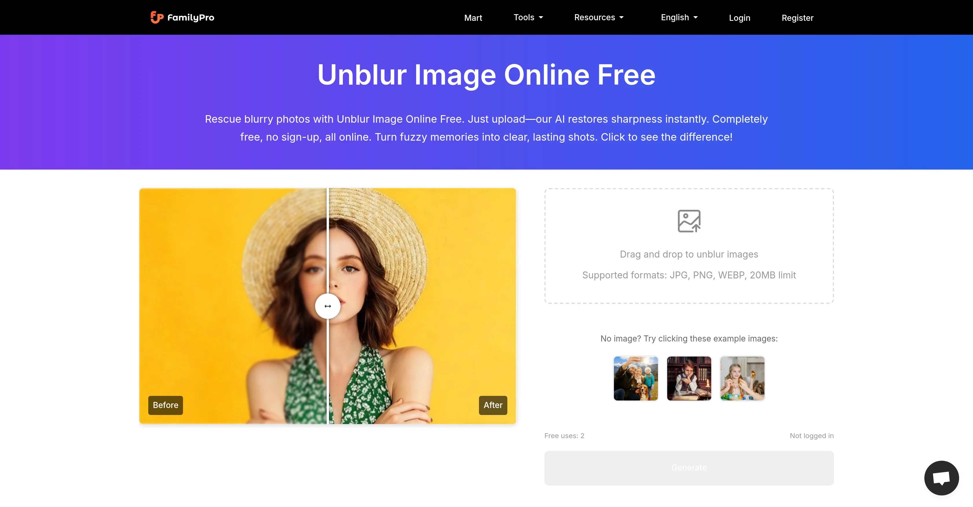 FamilyPro | Unblur Images website