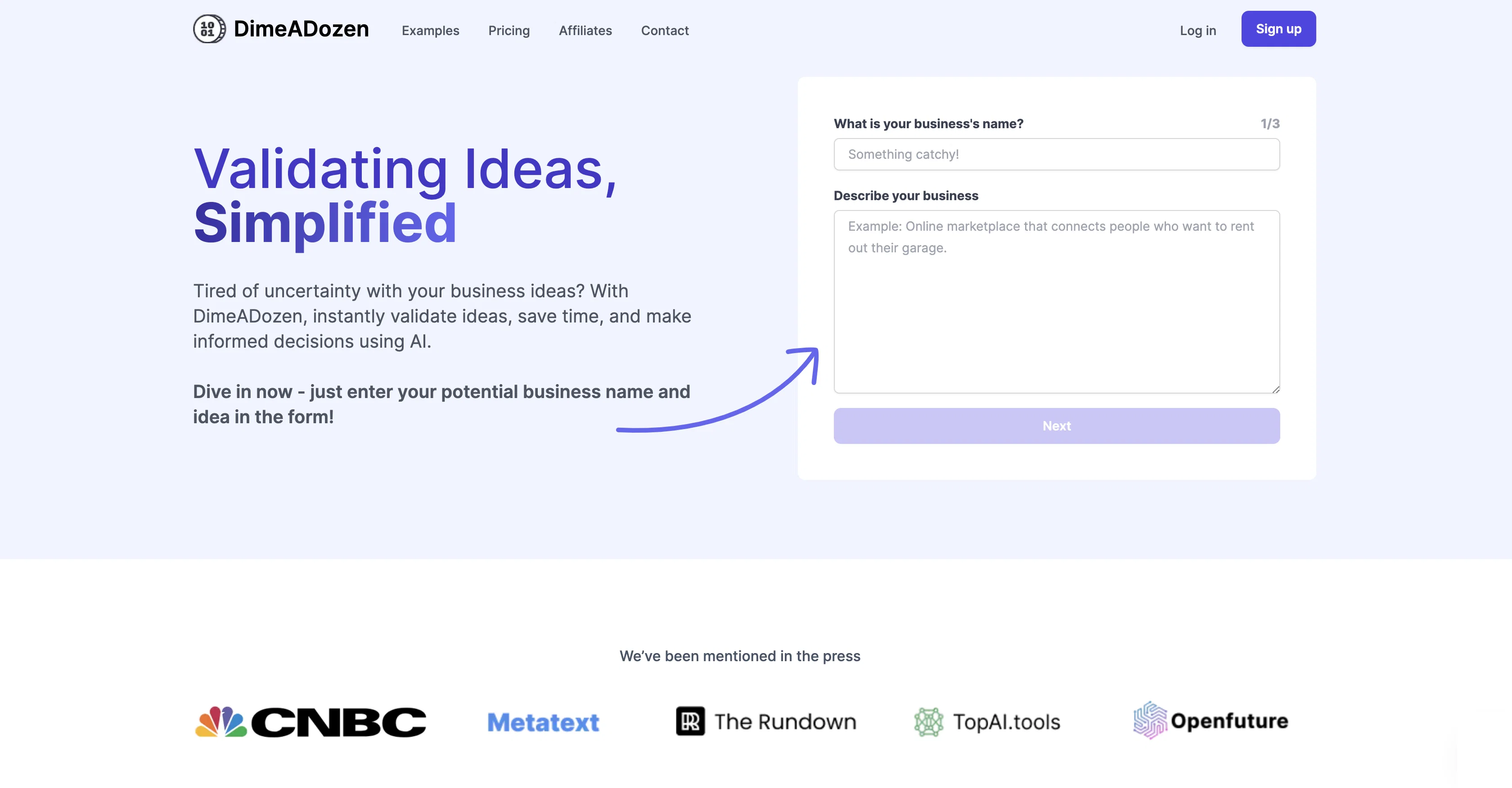 DimeADozen website