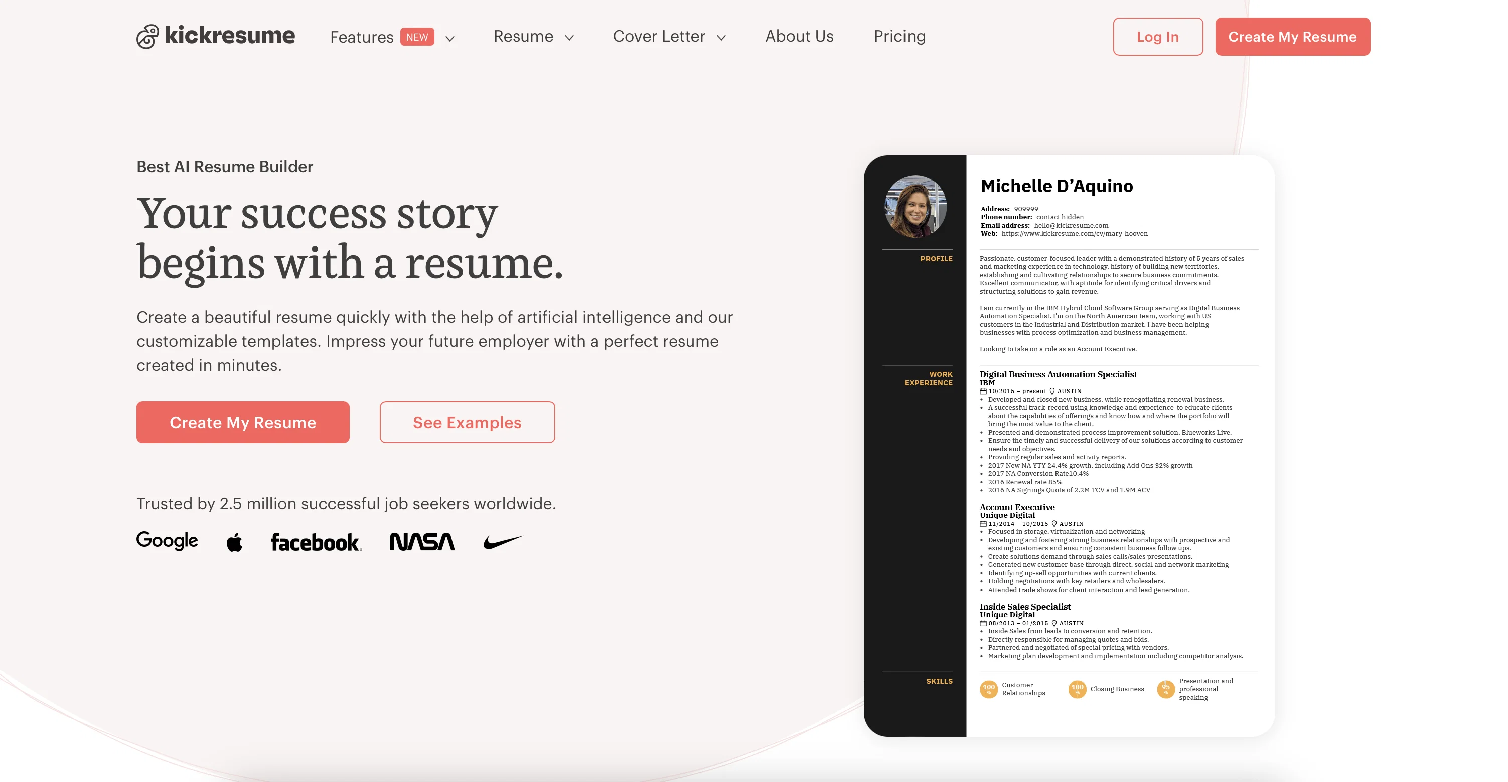Kickresume website