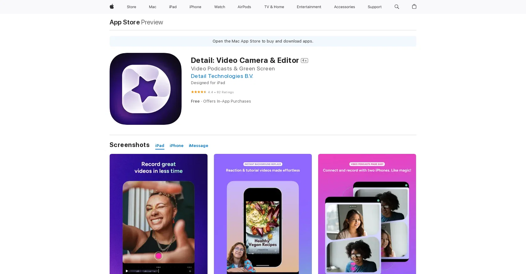 Detail: Video Camera & Editor website