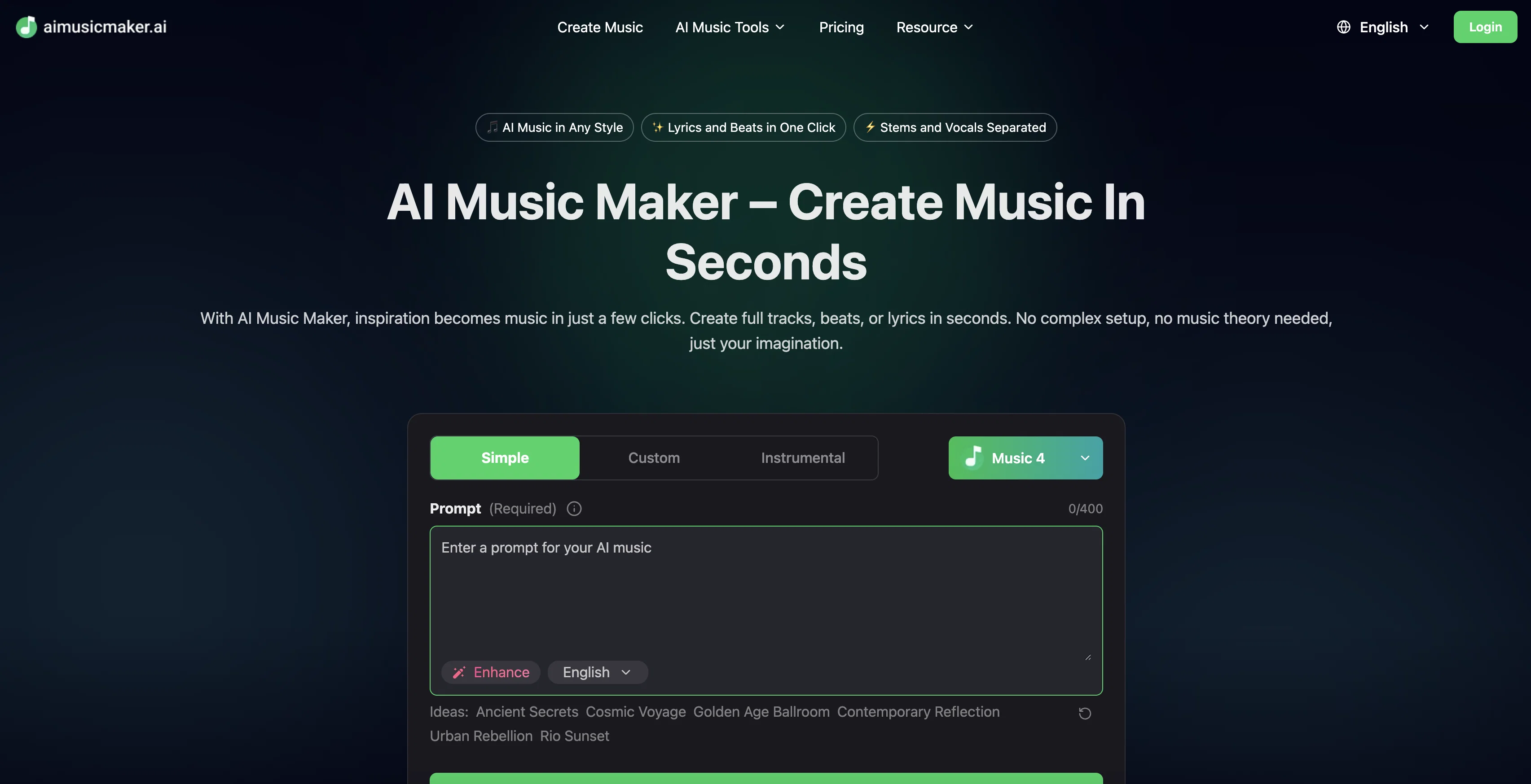 AI Music Maker website