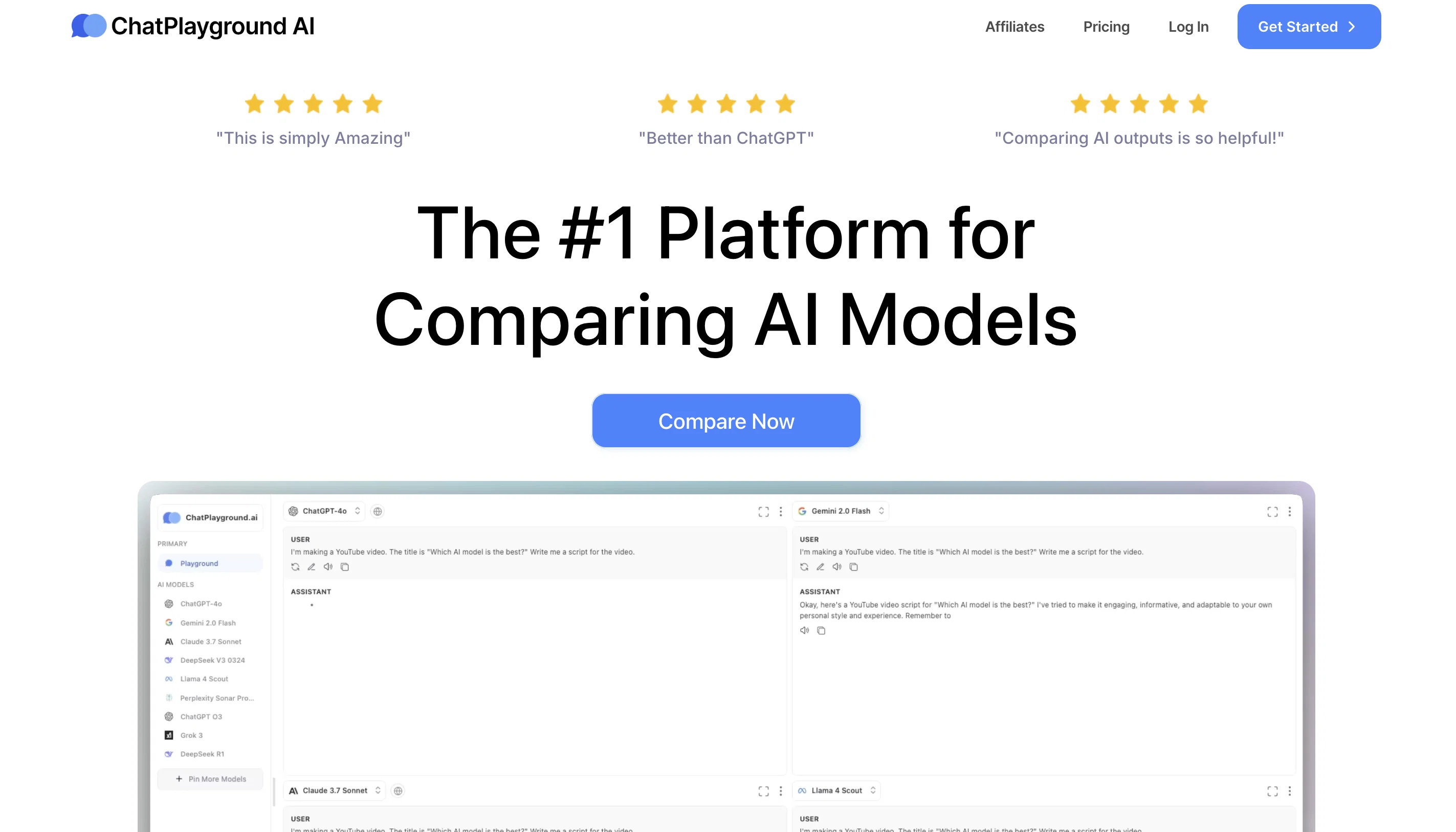 ChatPlayground AI website