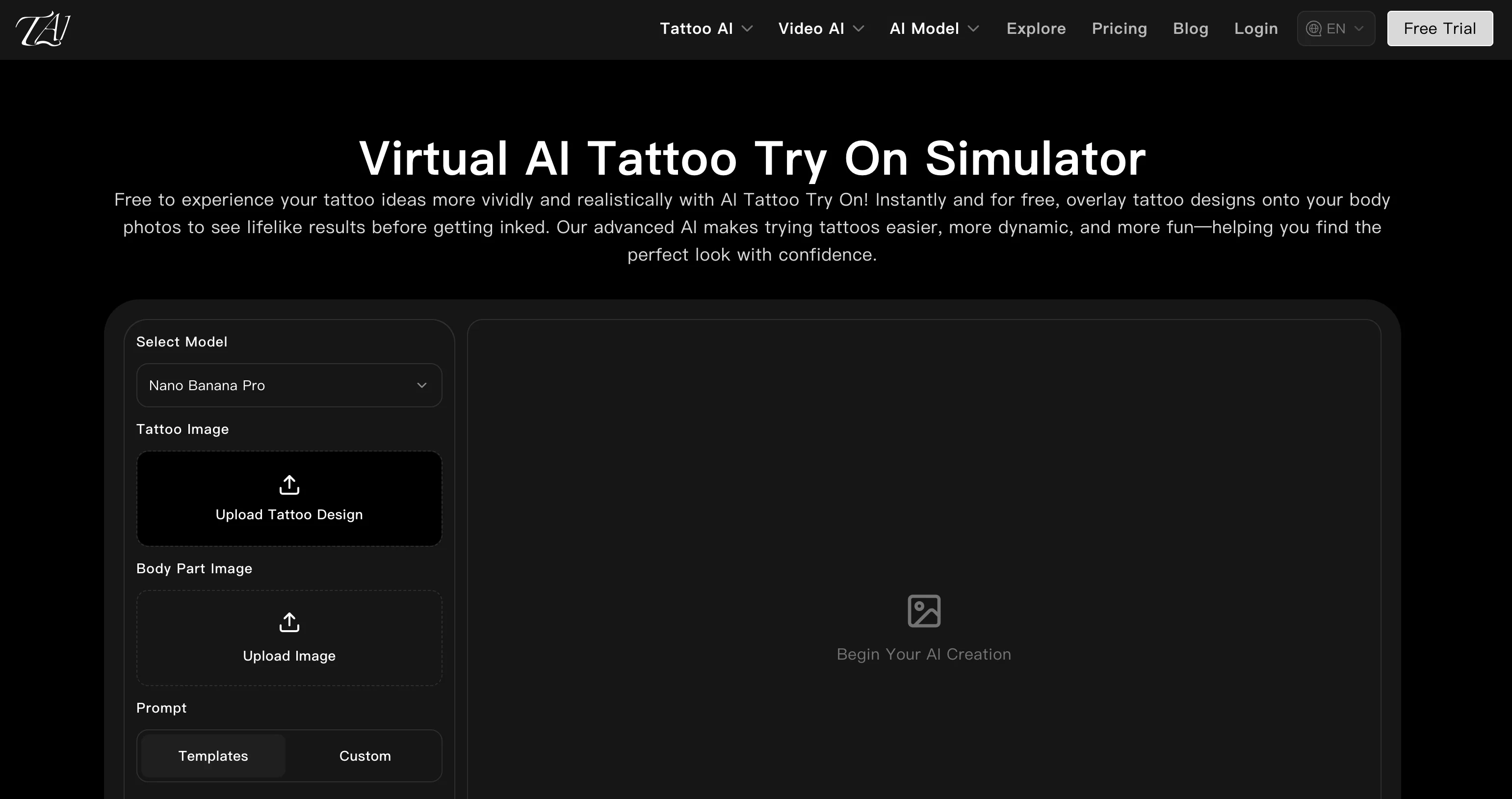 Tattoo AI Design | Try On website