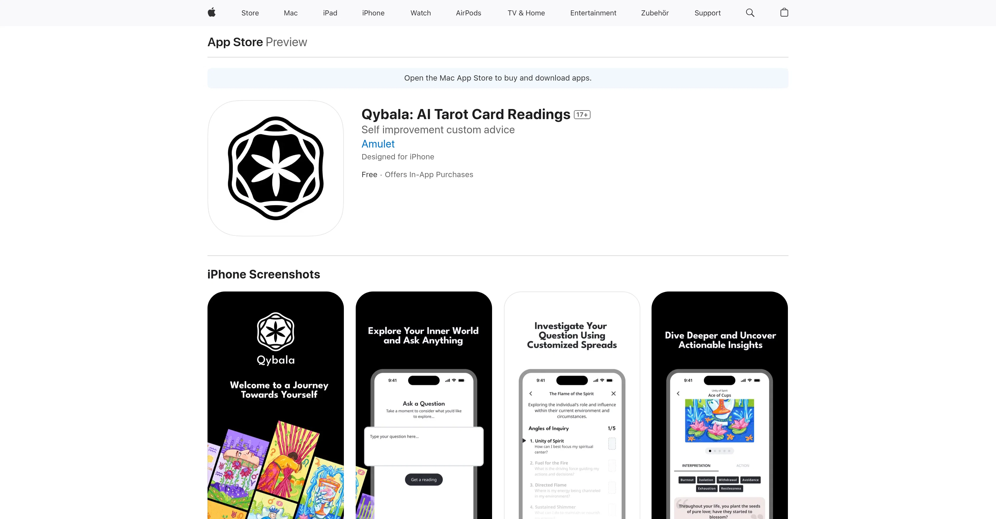 Qybala: AI Tarot Card Readings website