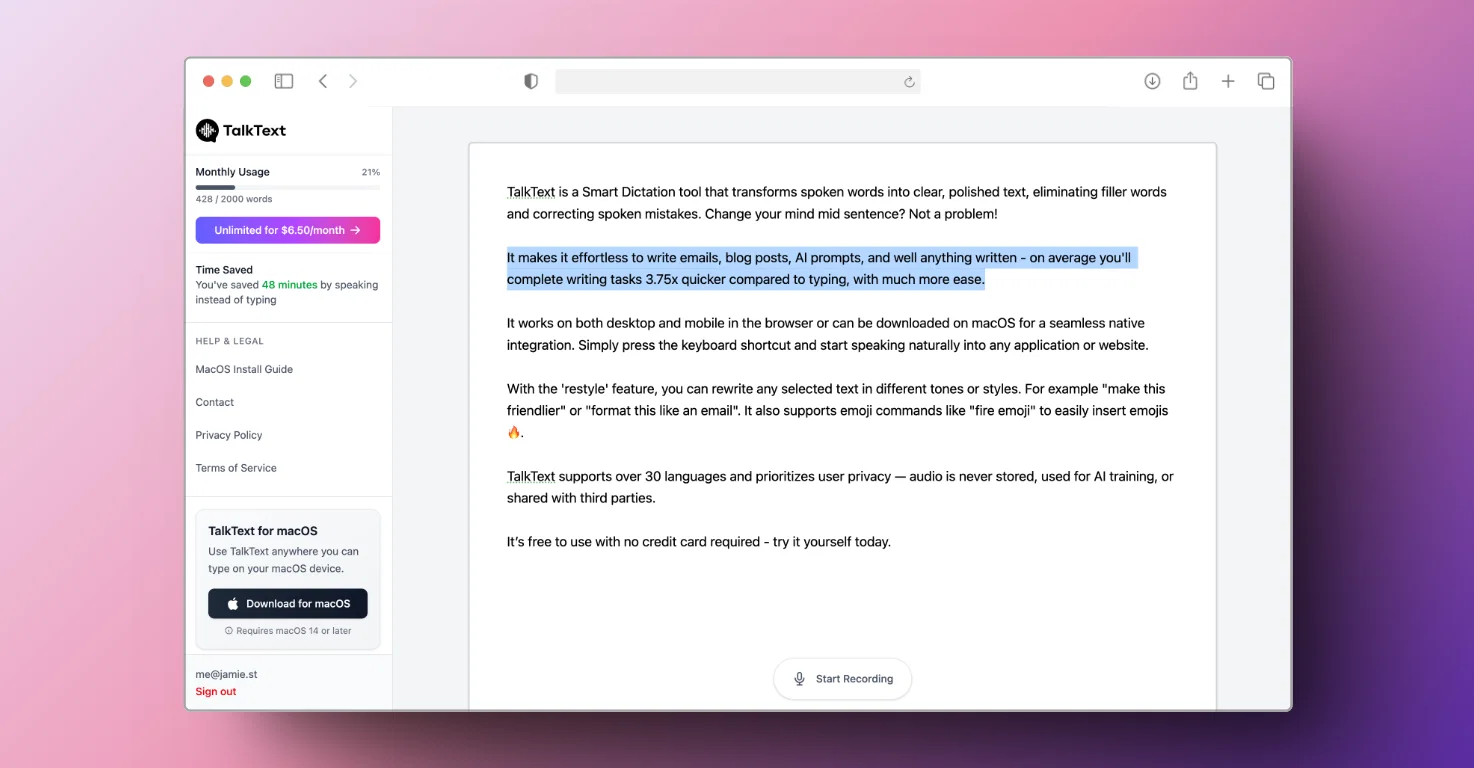 TalkText website