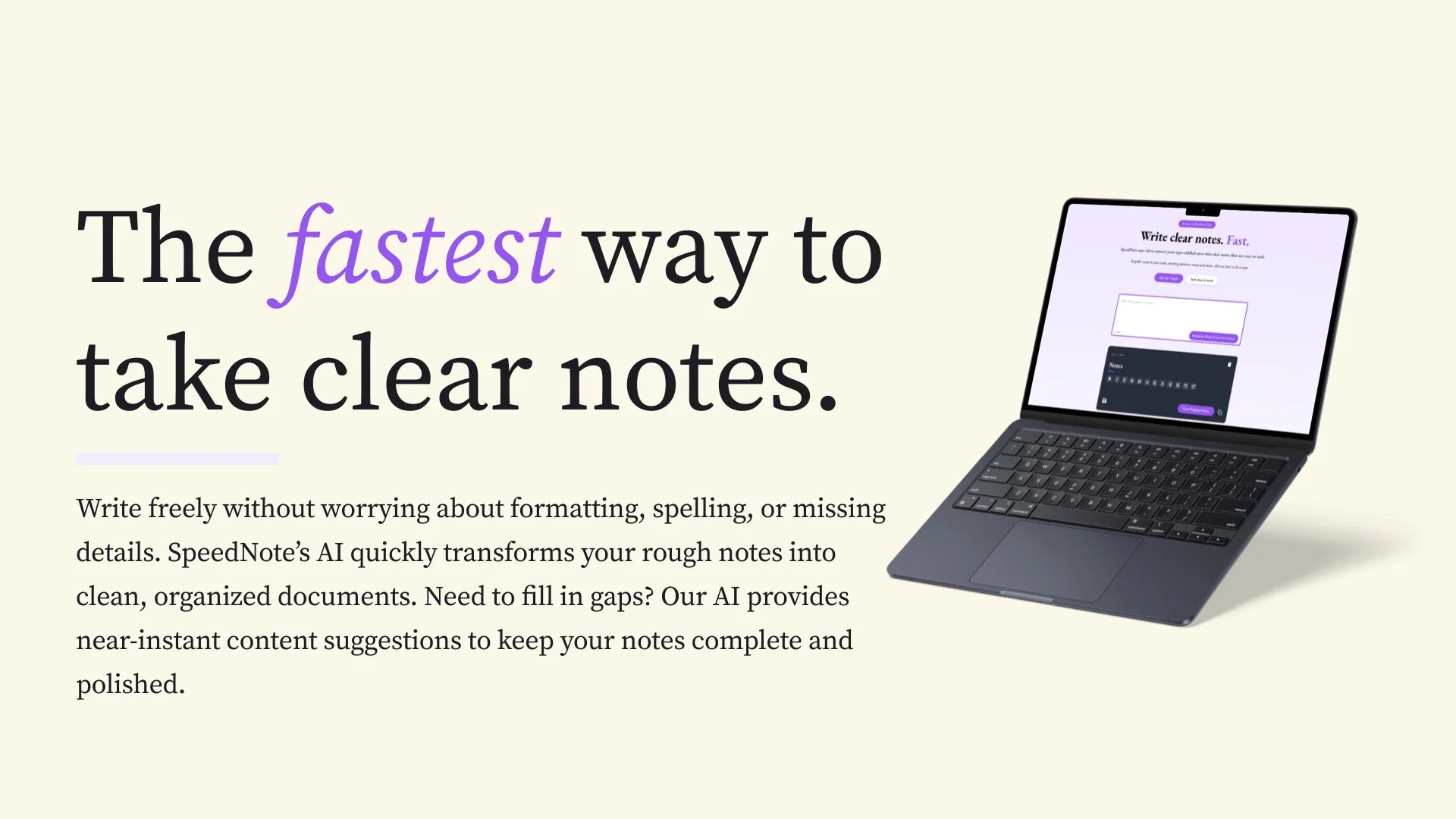 SpeedNote AI website