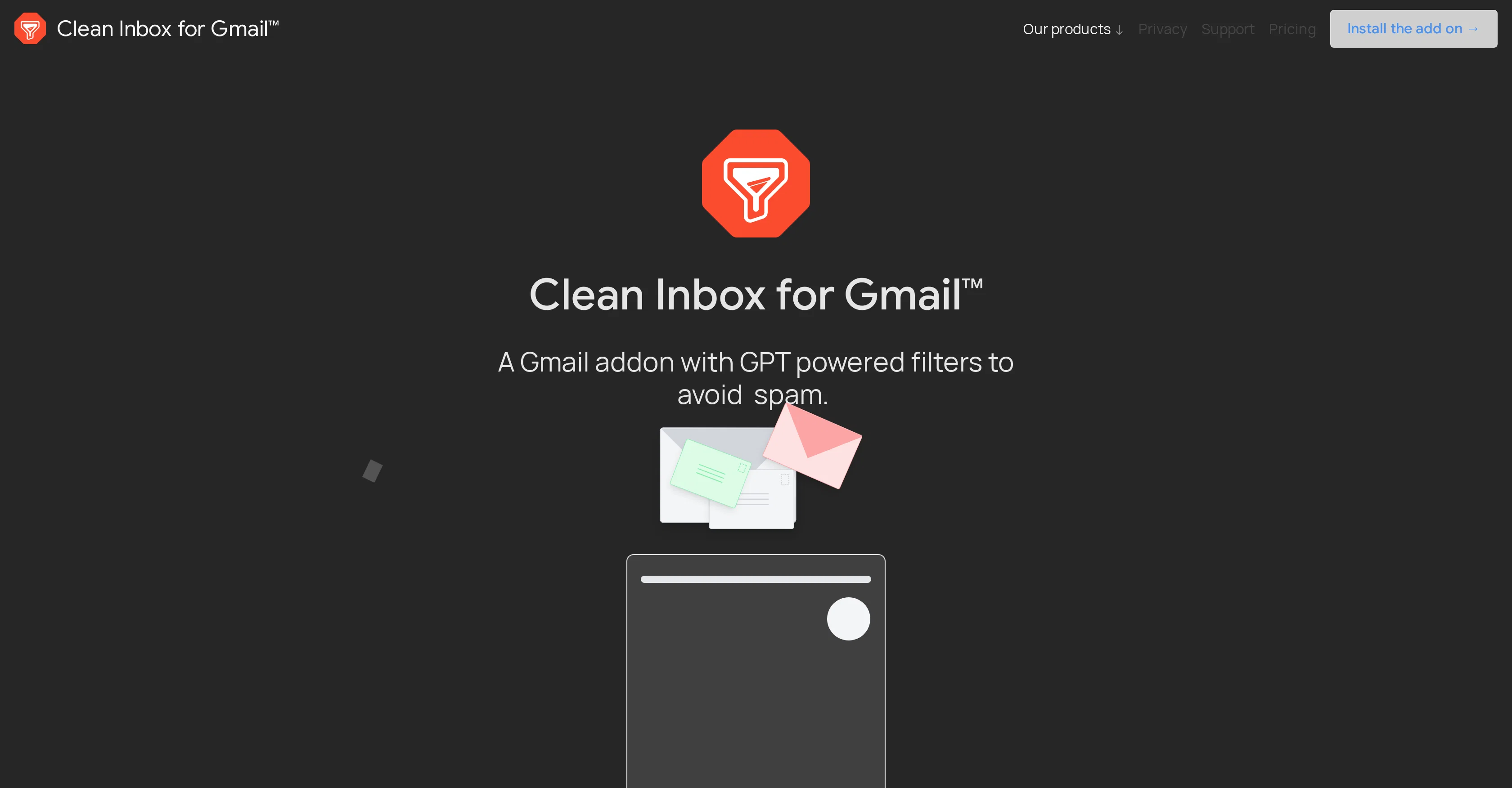 Clean Inbox for Gmail website