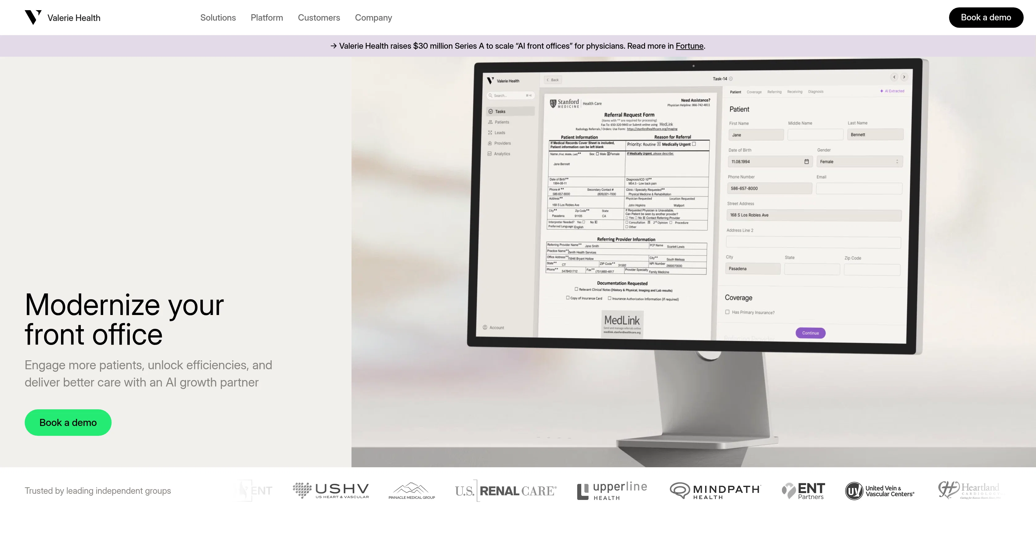 Valerie Health website