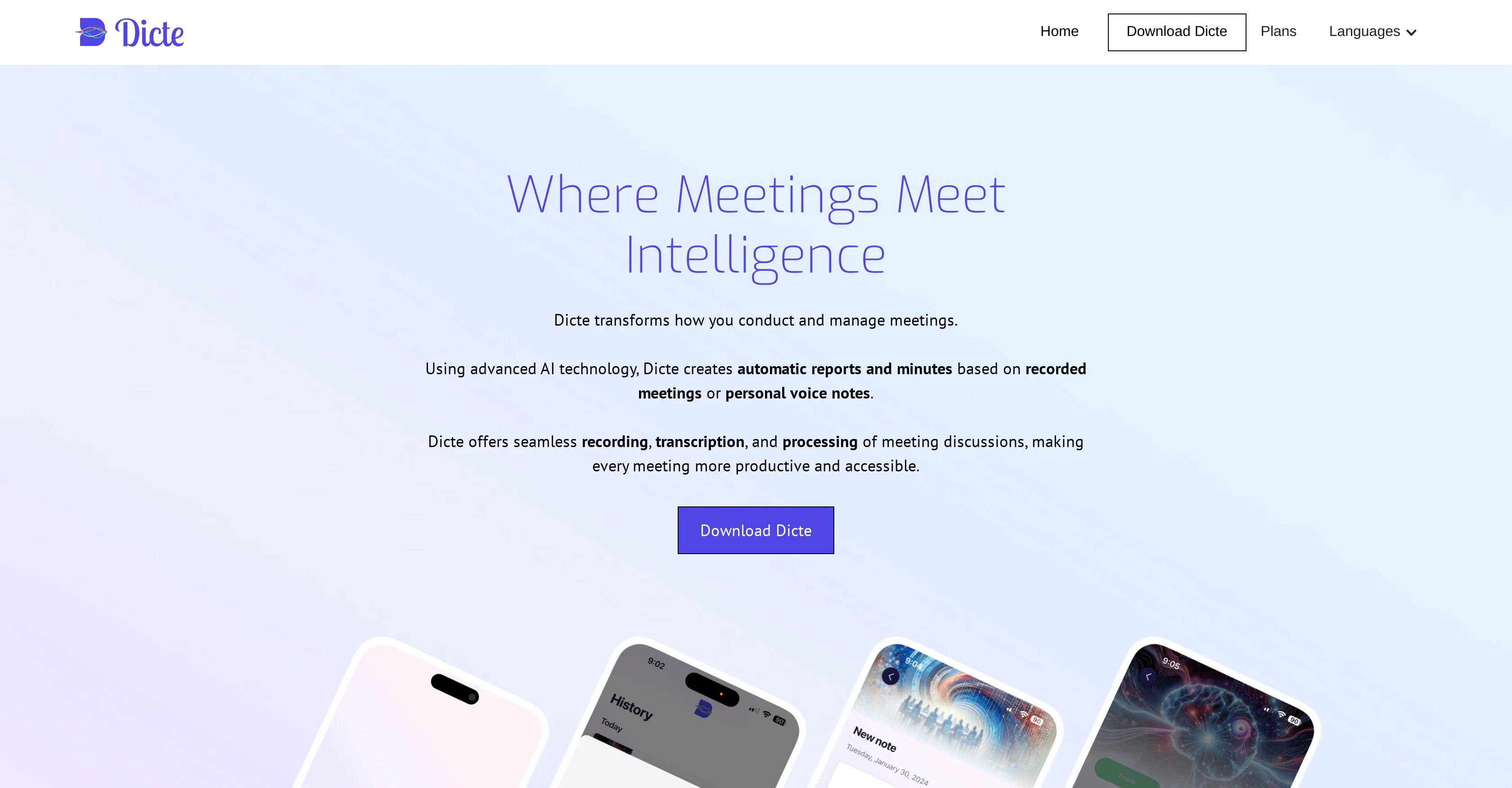 Dicte.ai website