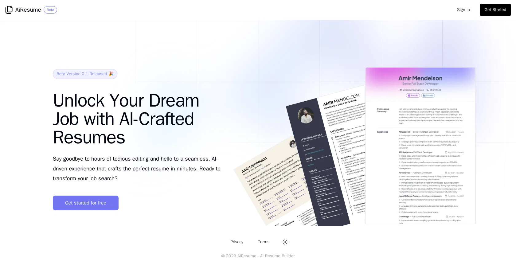 AiResume website