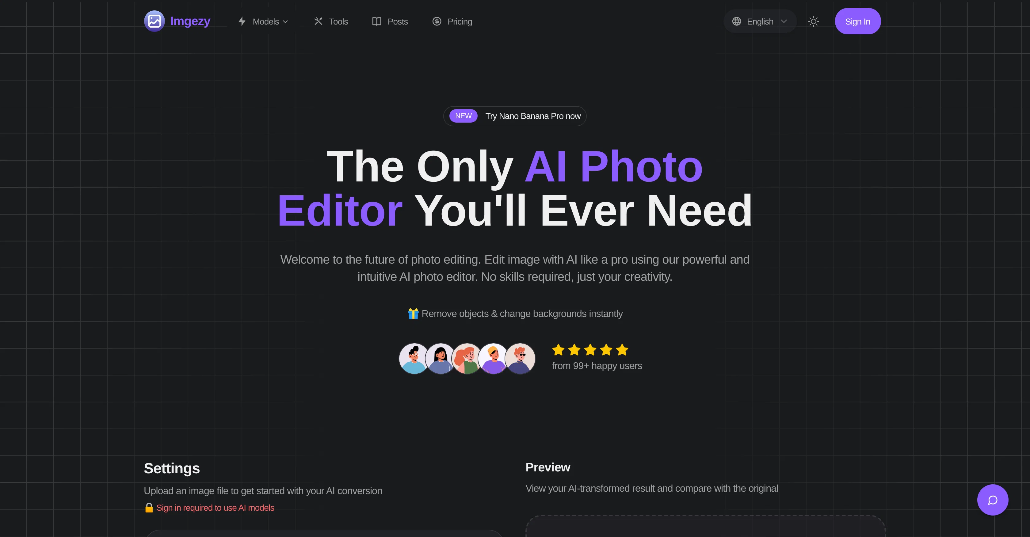 Imgezy | AI Photo Editor website