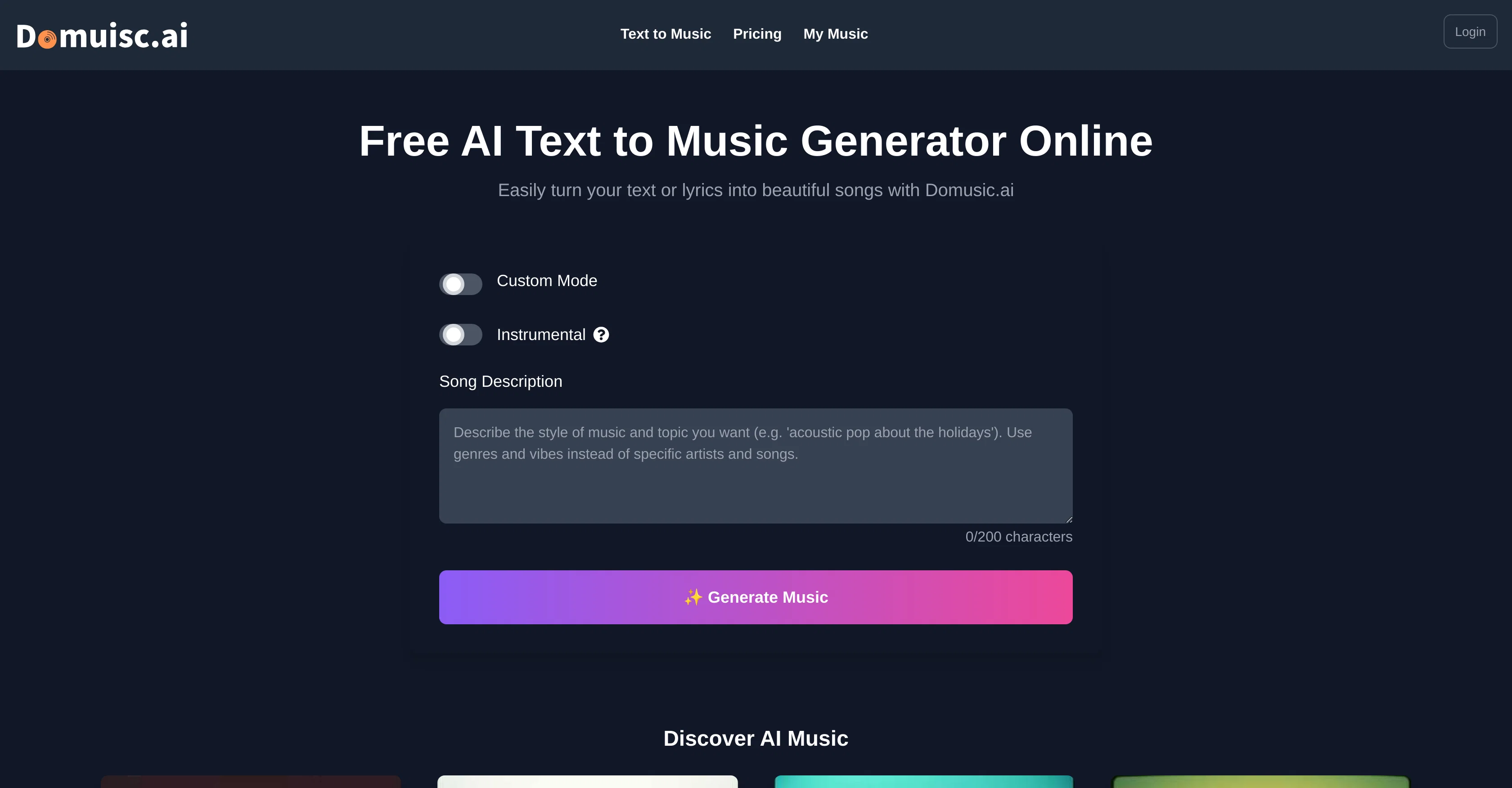 Domusic.ai website