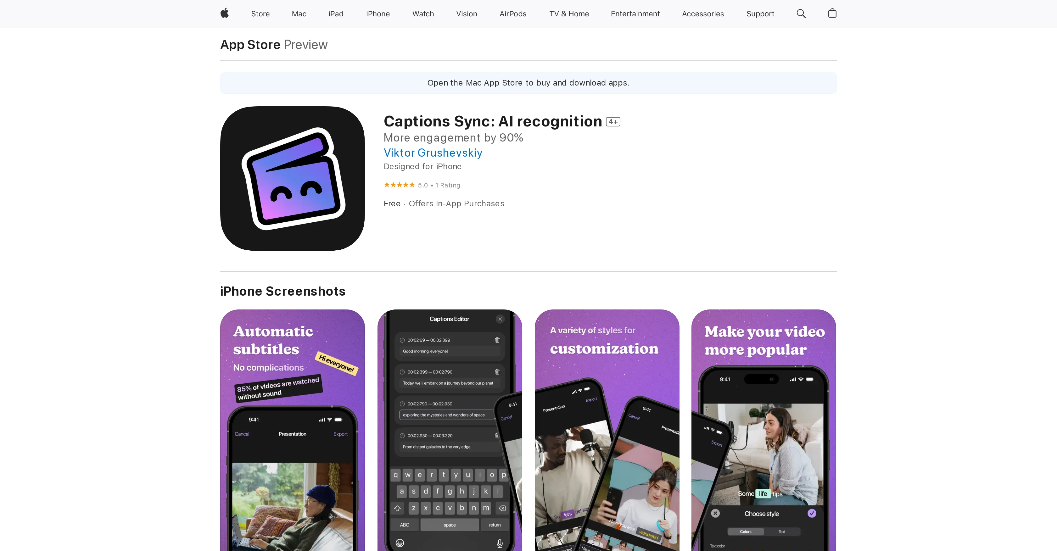 Captions Sync: AI Recognition website