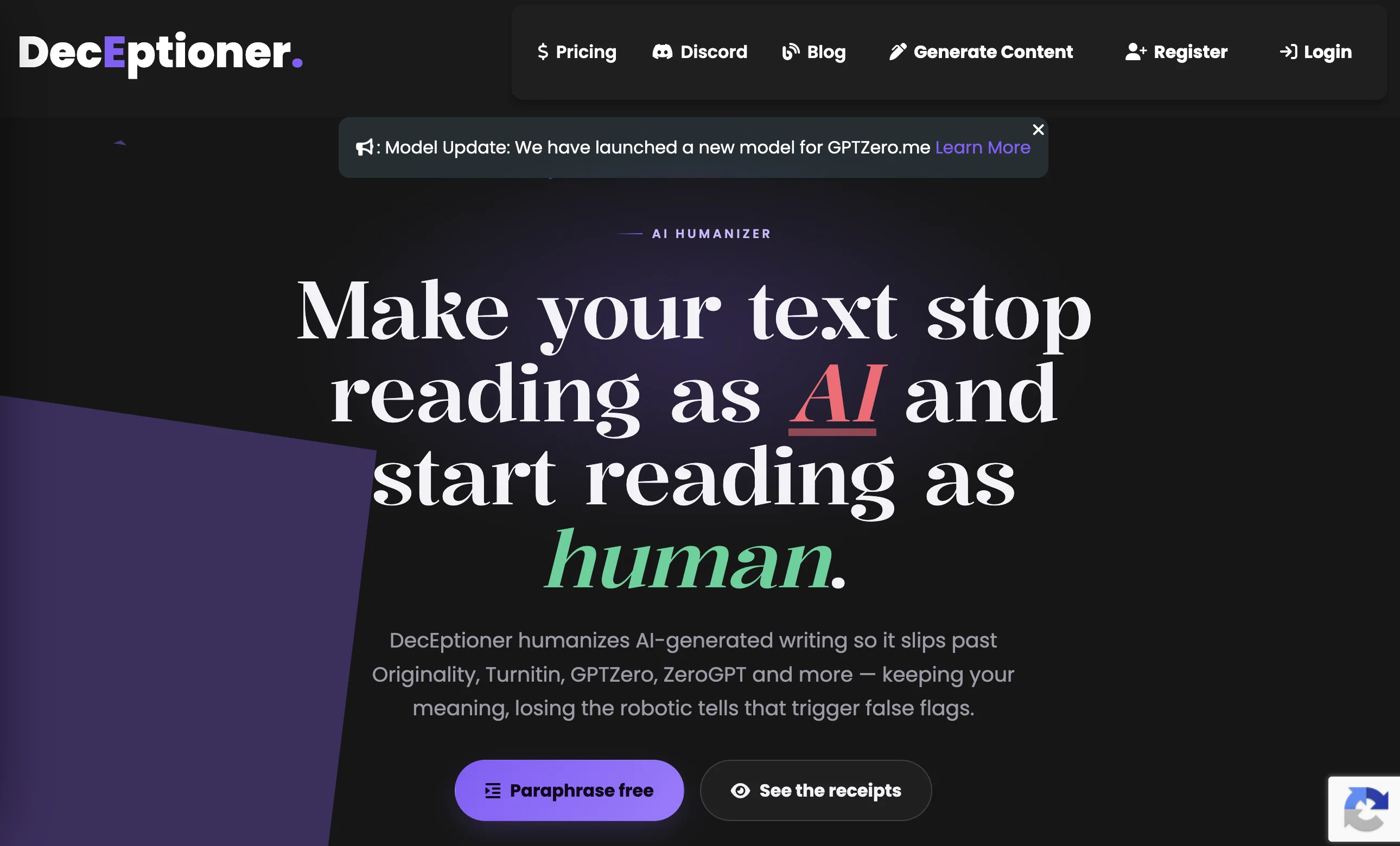 DecEptioner website