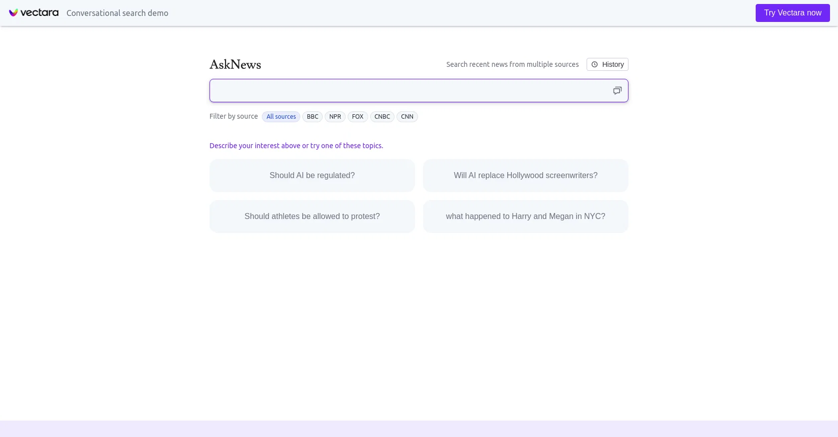 Vectara website