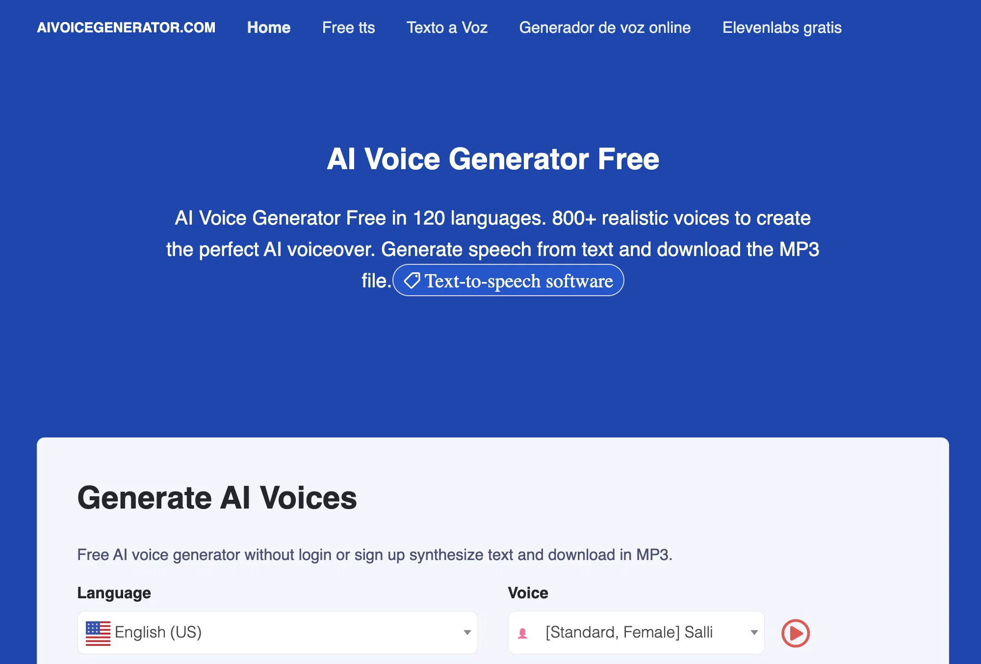 AI Voice Generator Free website