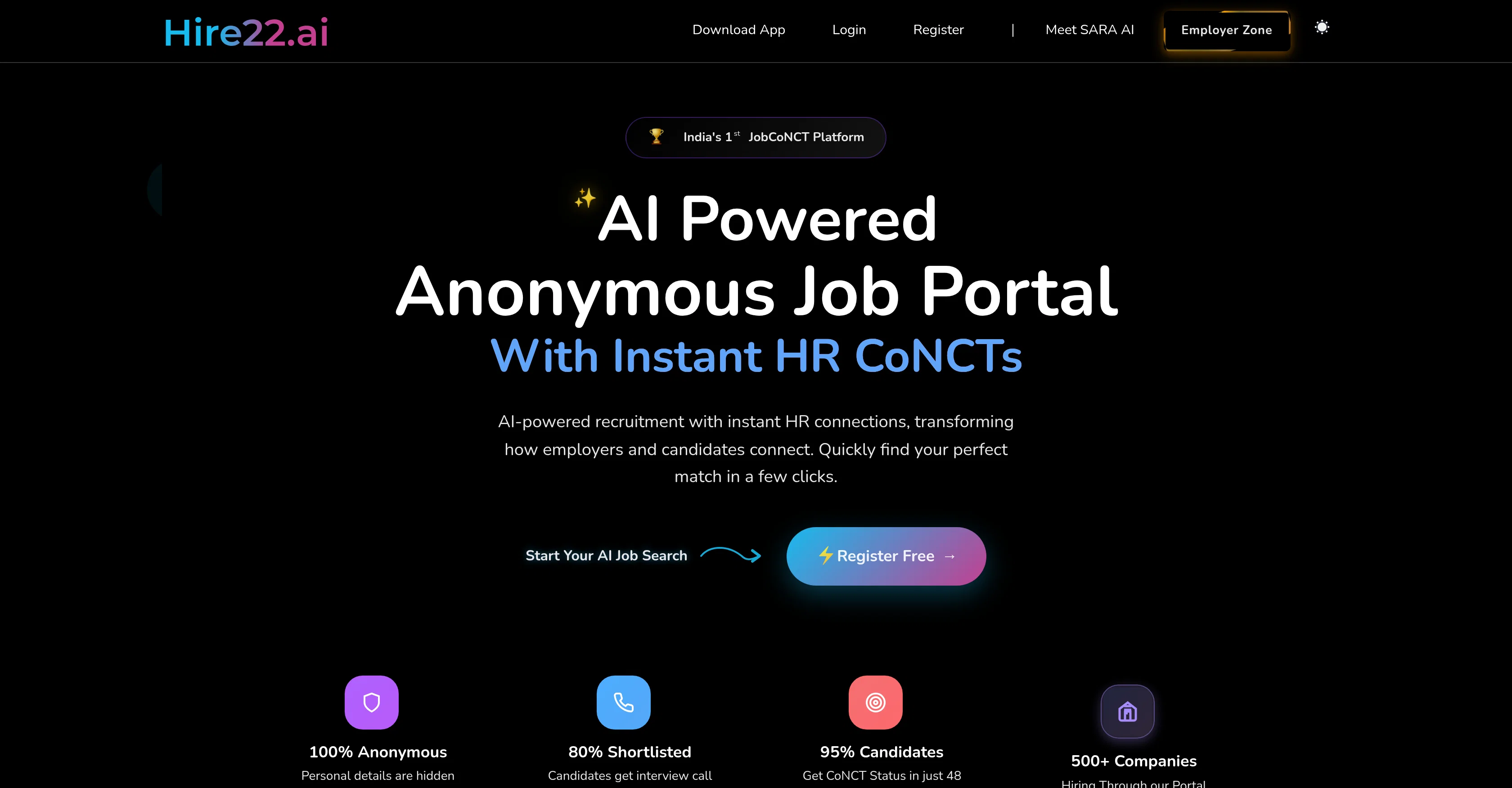 Hire22.ai website