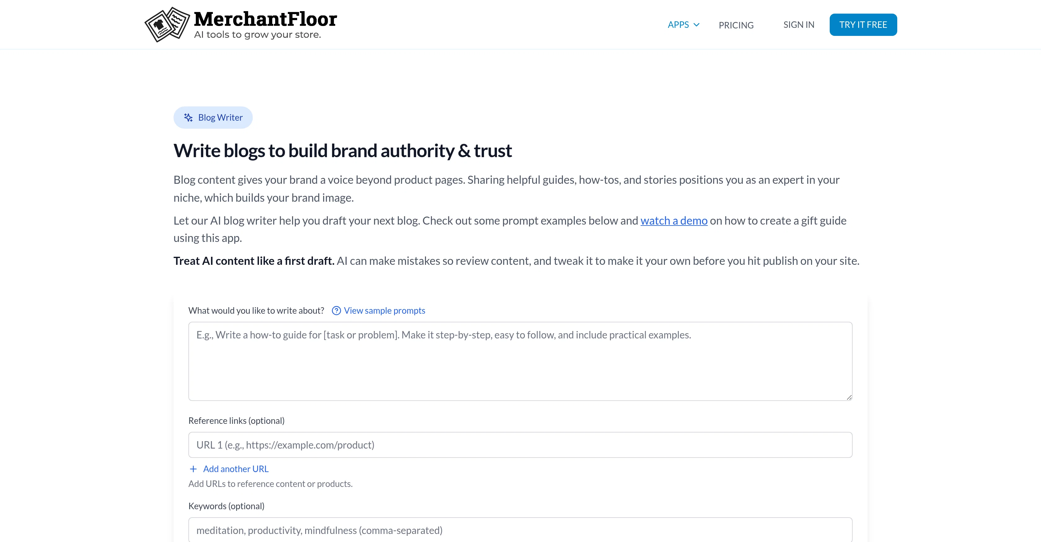 Merchant Floor | Blog Writer website