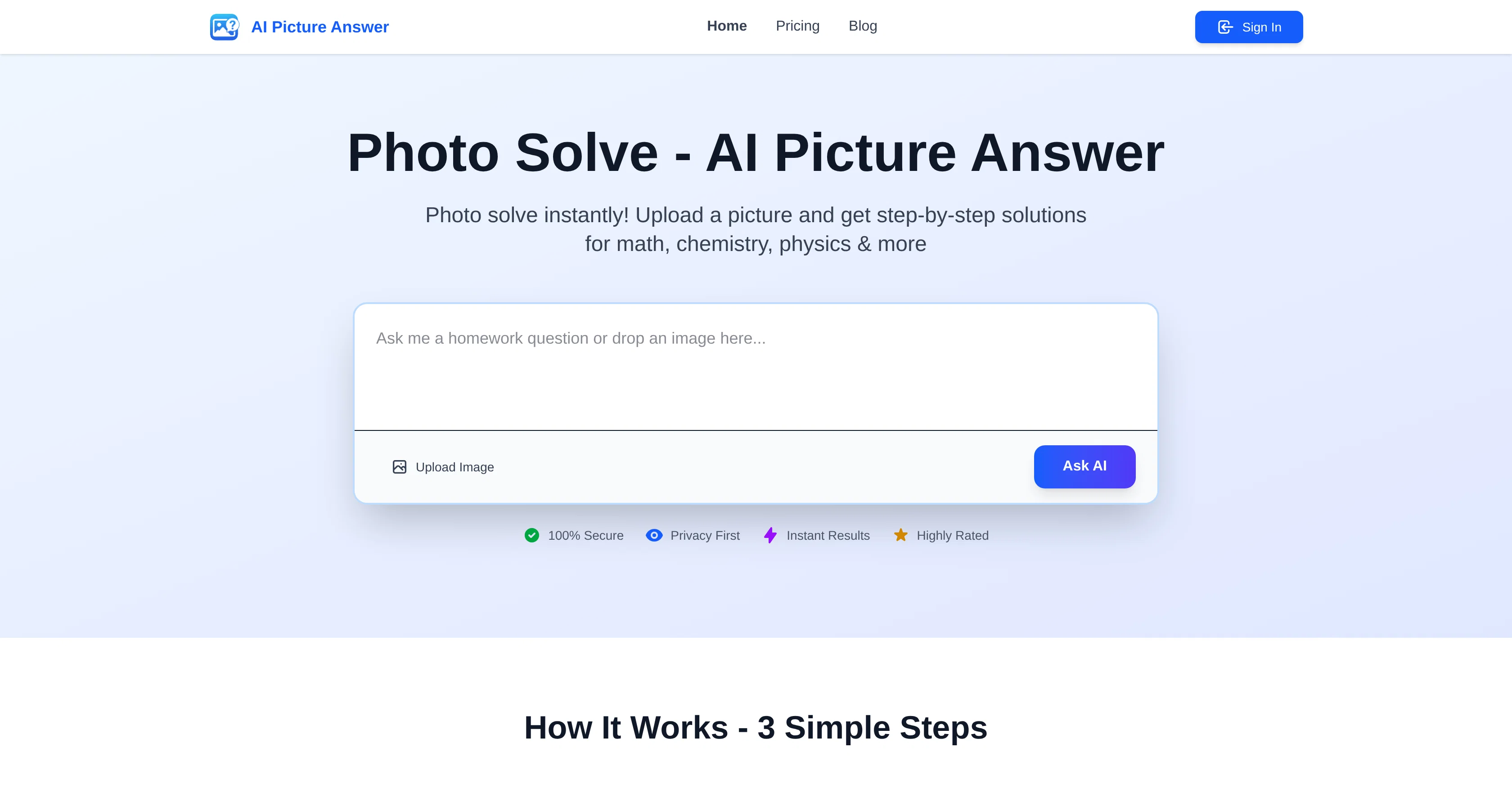 AI Picture Answer website