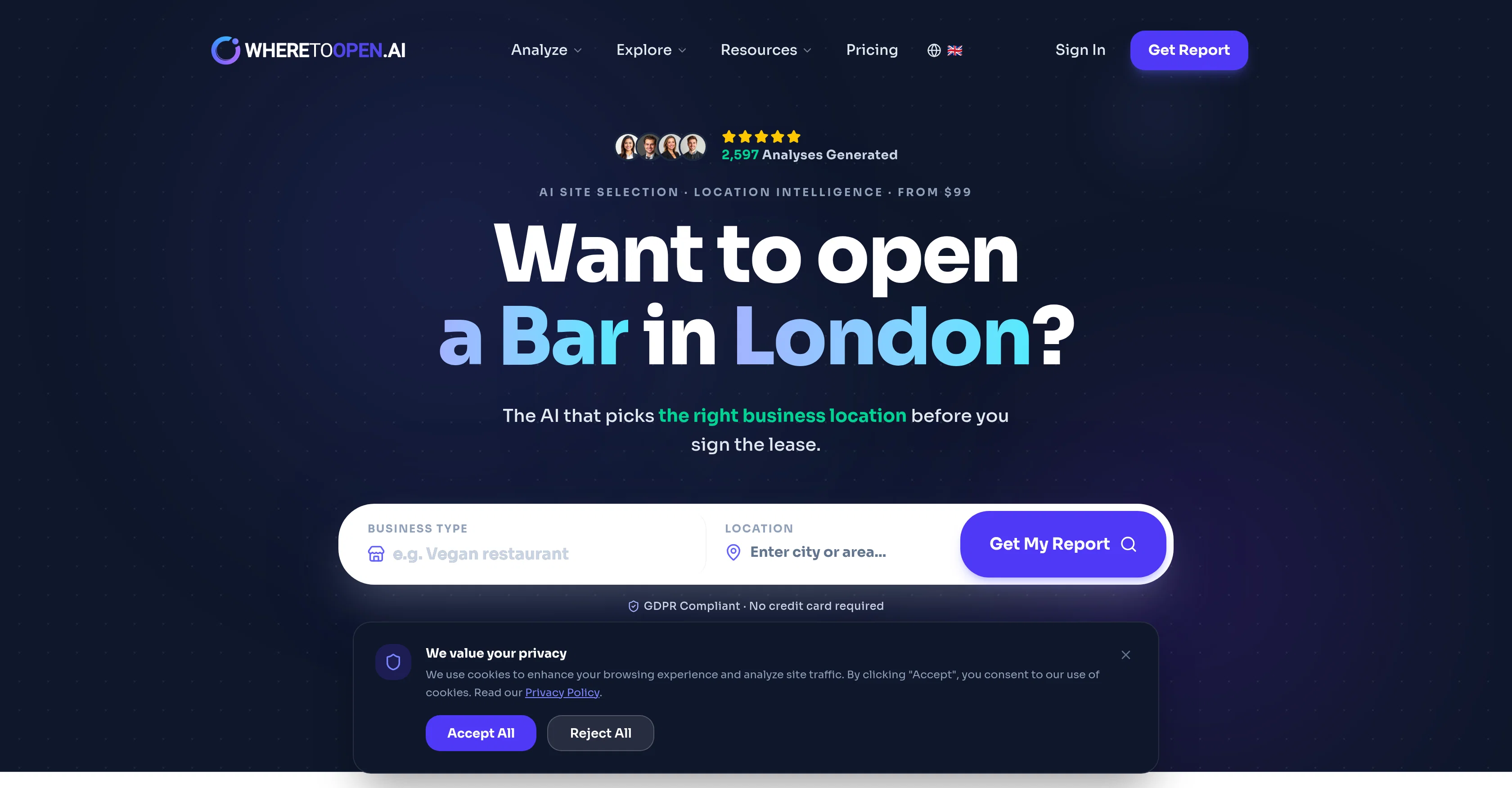 WhereToOpen.ai website