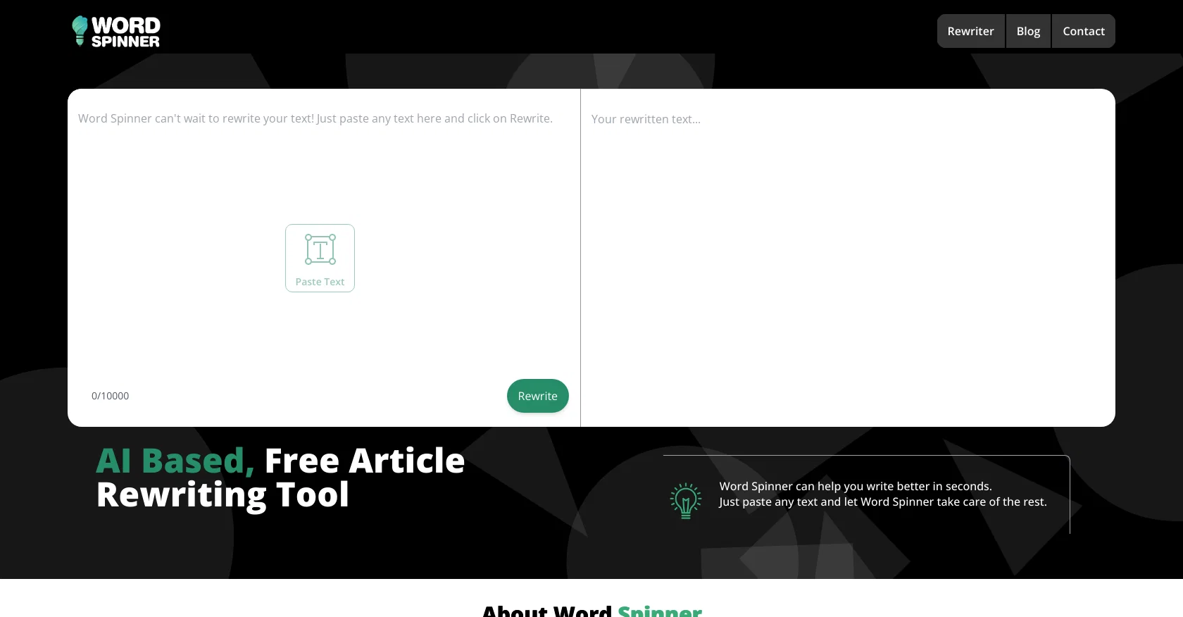 Word Spinner website