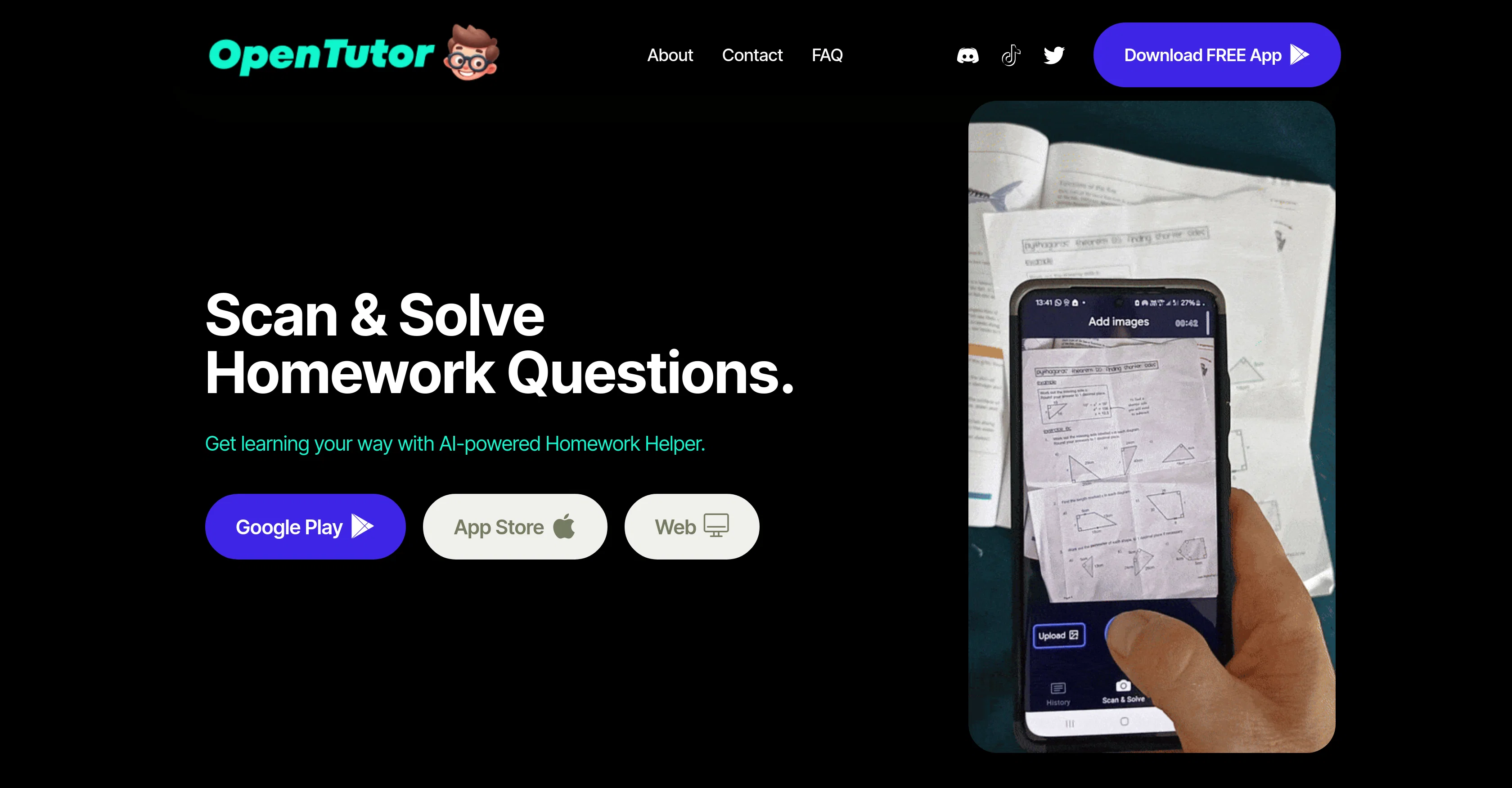 Open Tutor App website