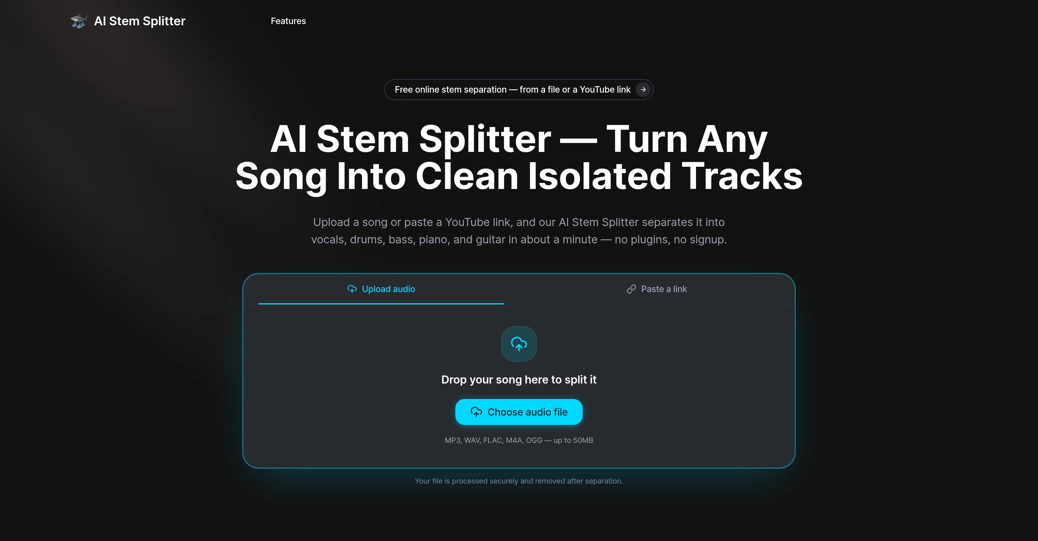 AI Stem Splitter website