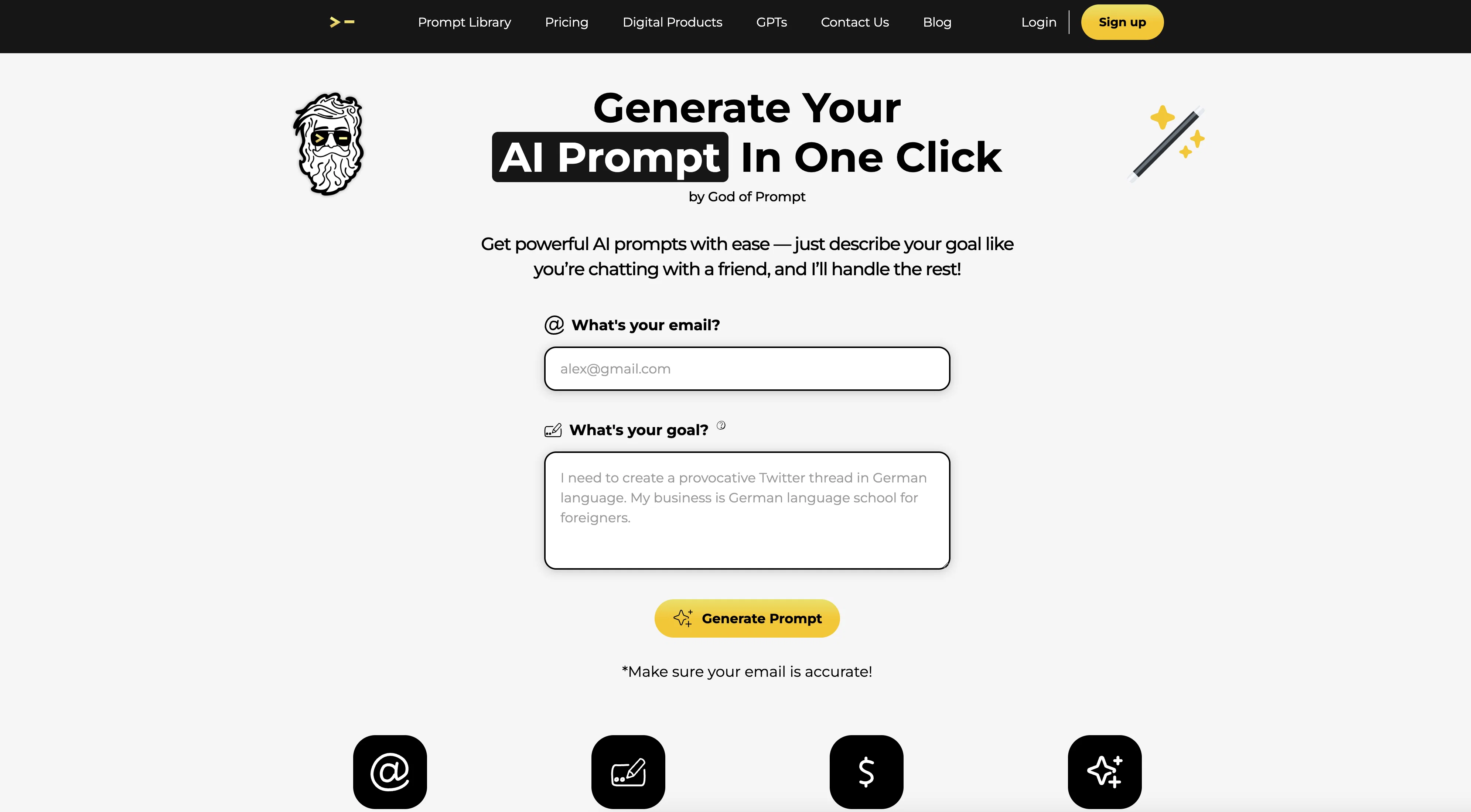 AI Prompt Generator by God of Prompt website
