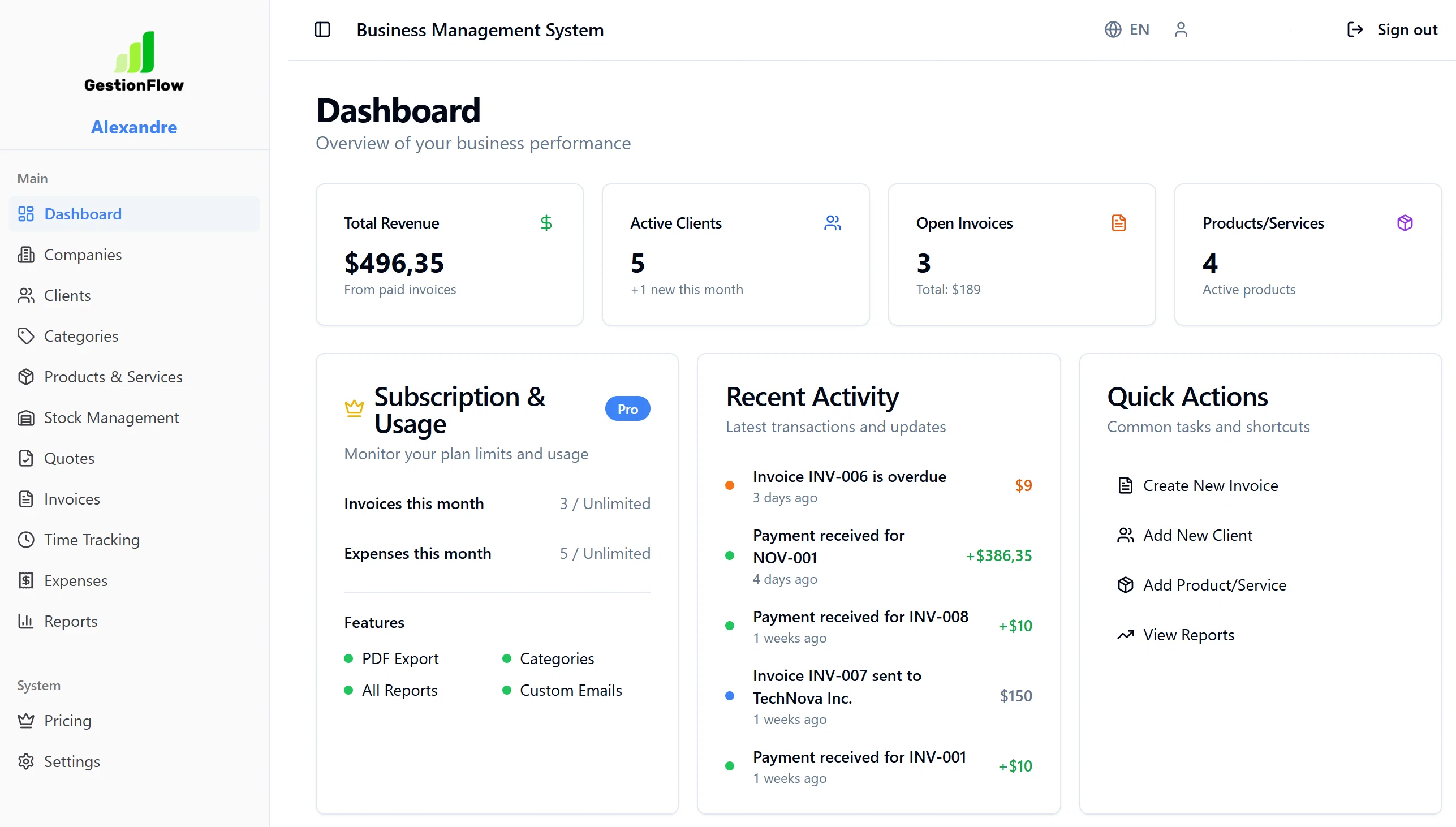 GestionFlow website