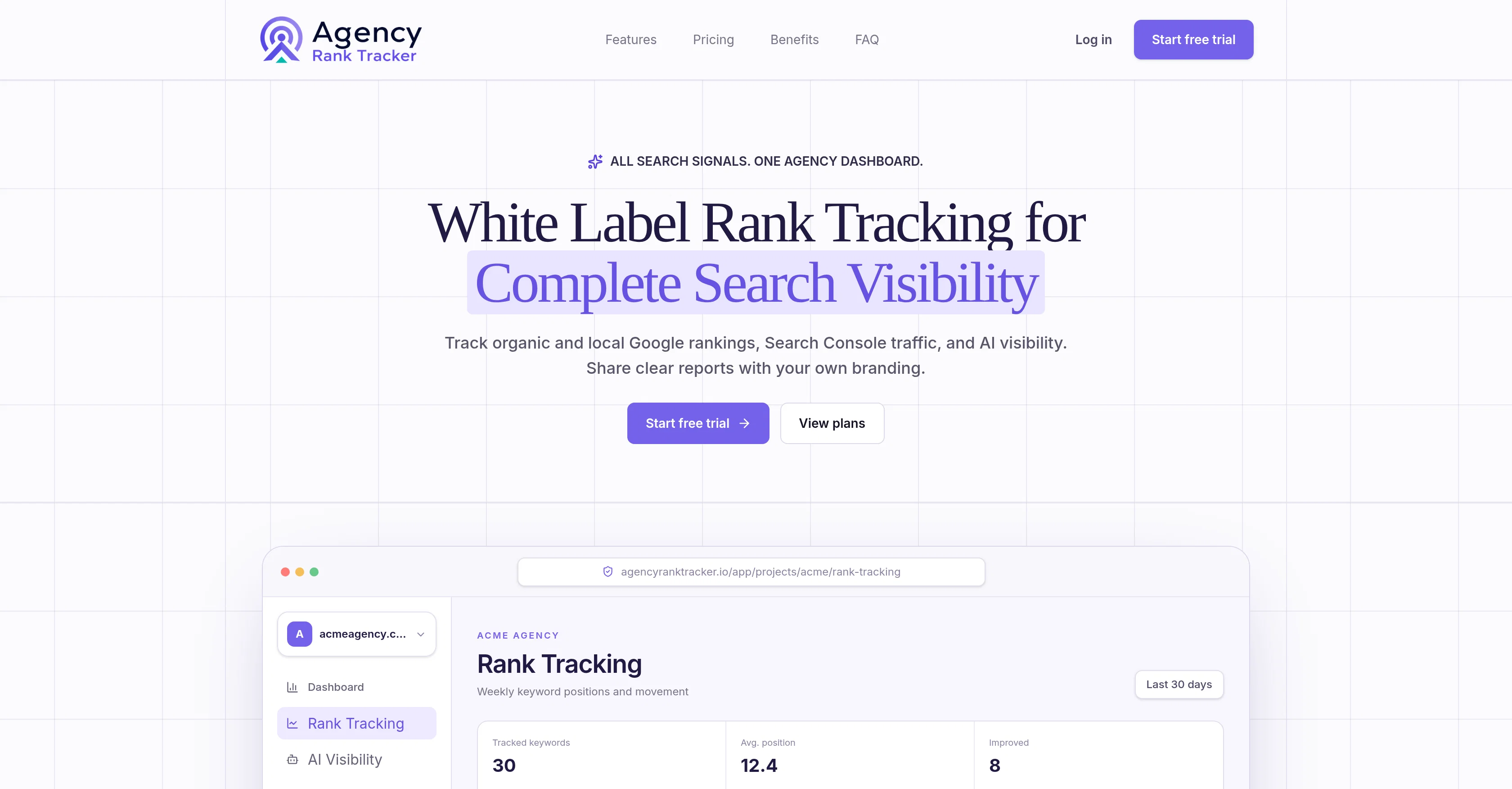 Agency Rank Tracker website