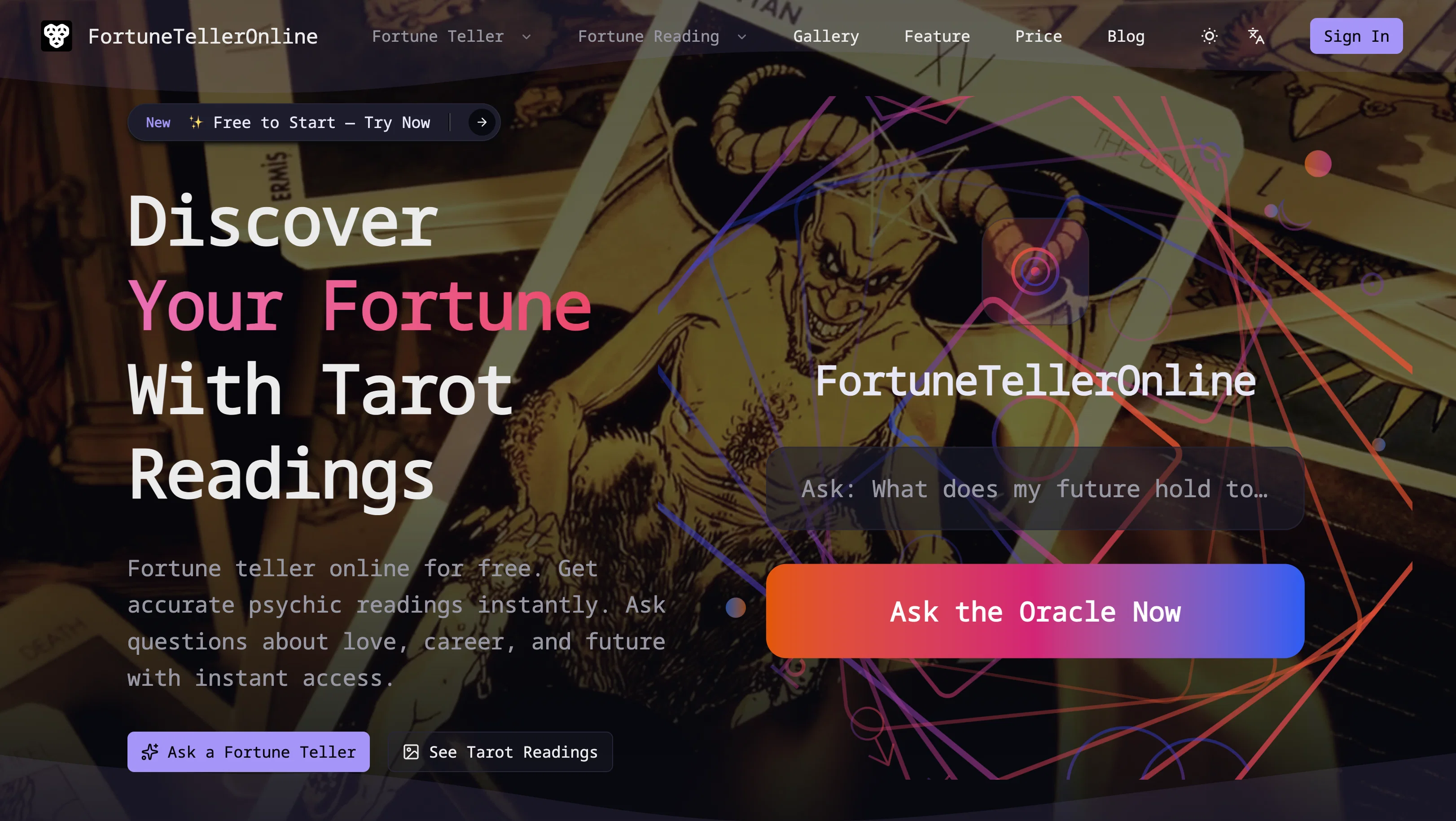 Fortune Teller Online website