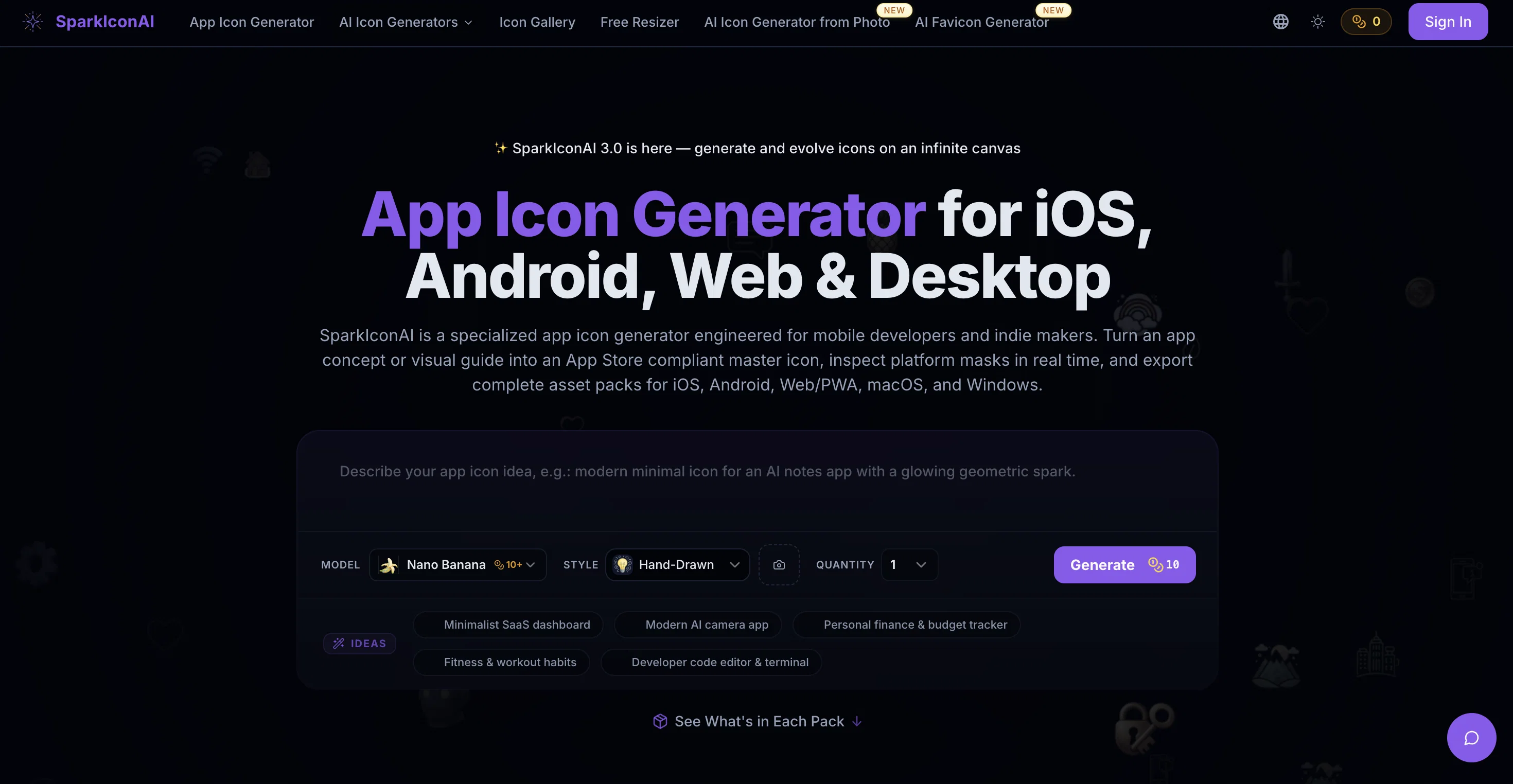 SparkIcon AI website