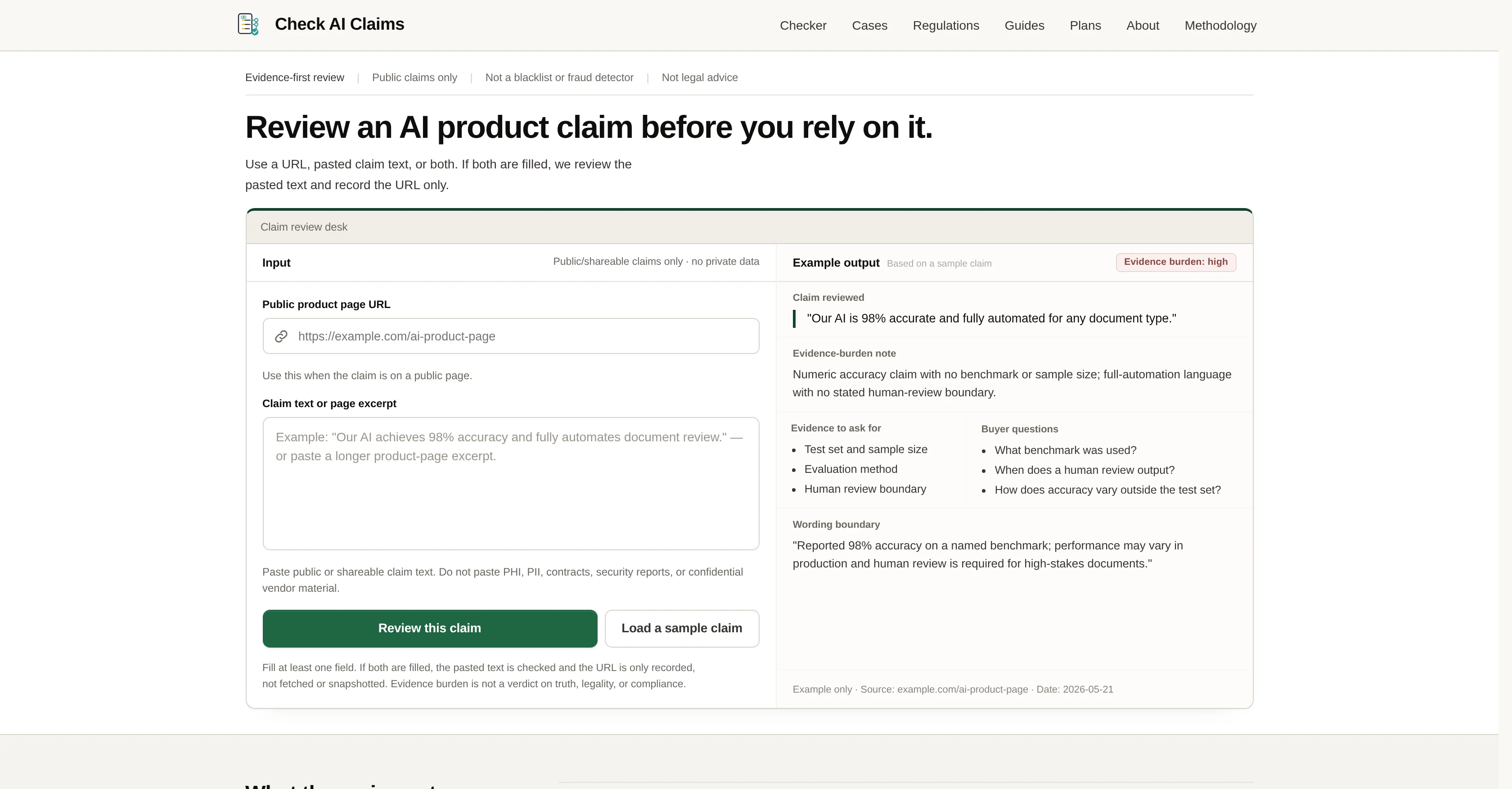 Check AI Claims website