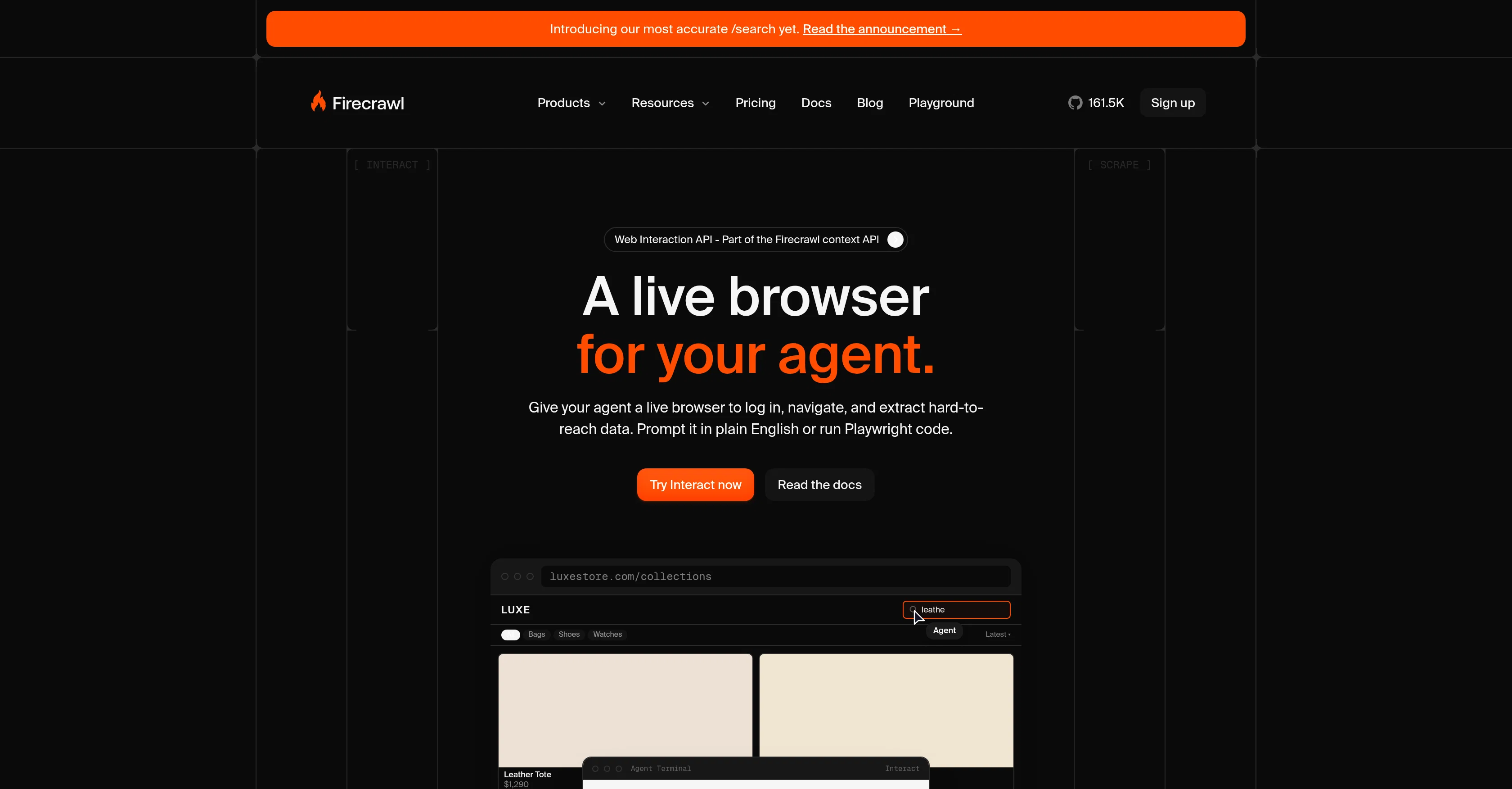 Firecrawl Interact website
