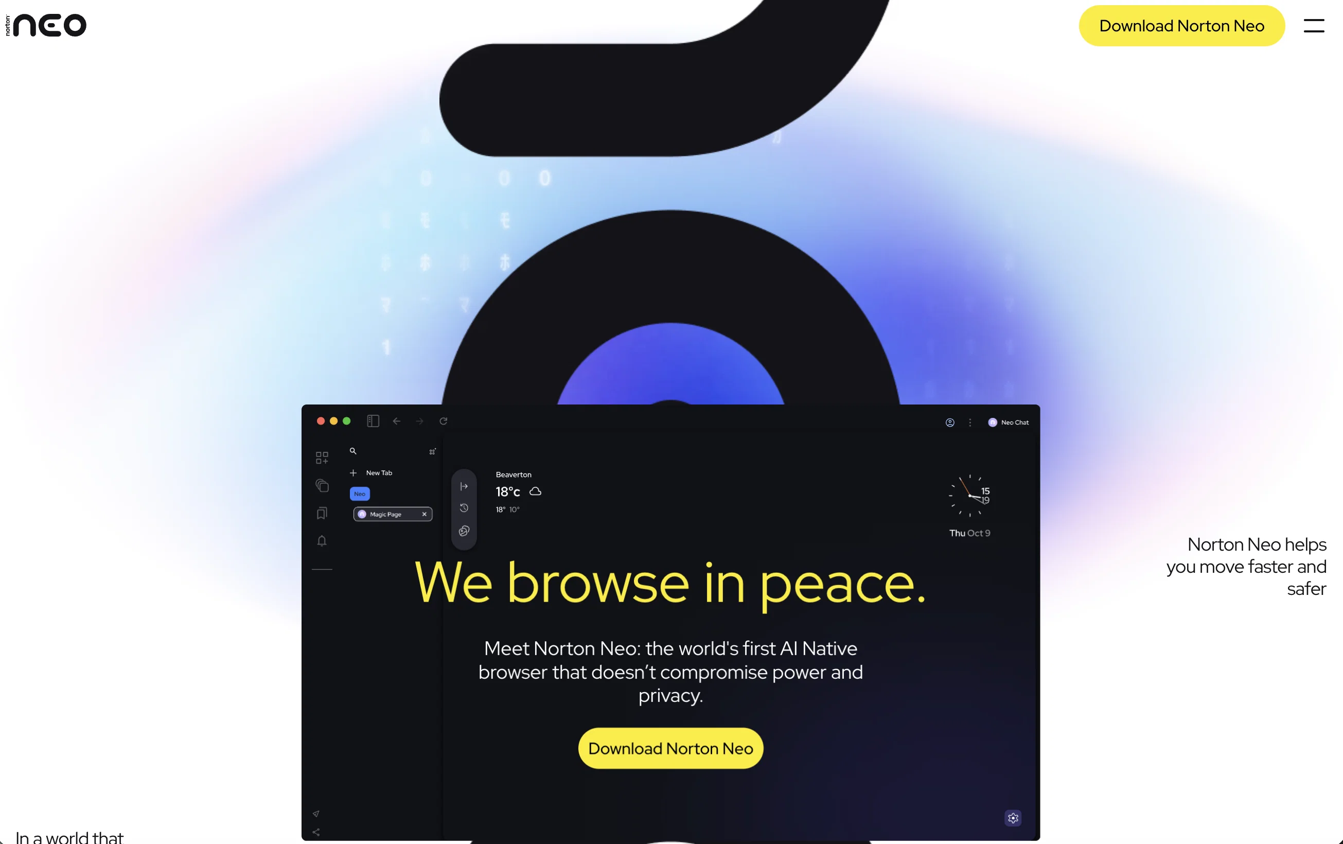 Norton Neo Browser website