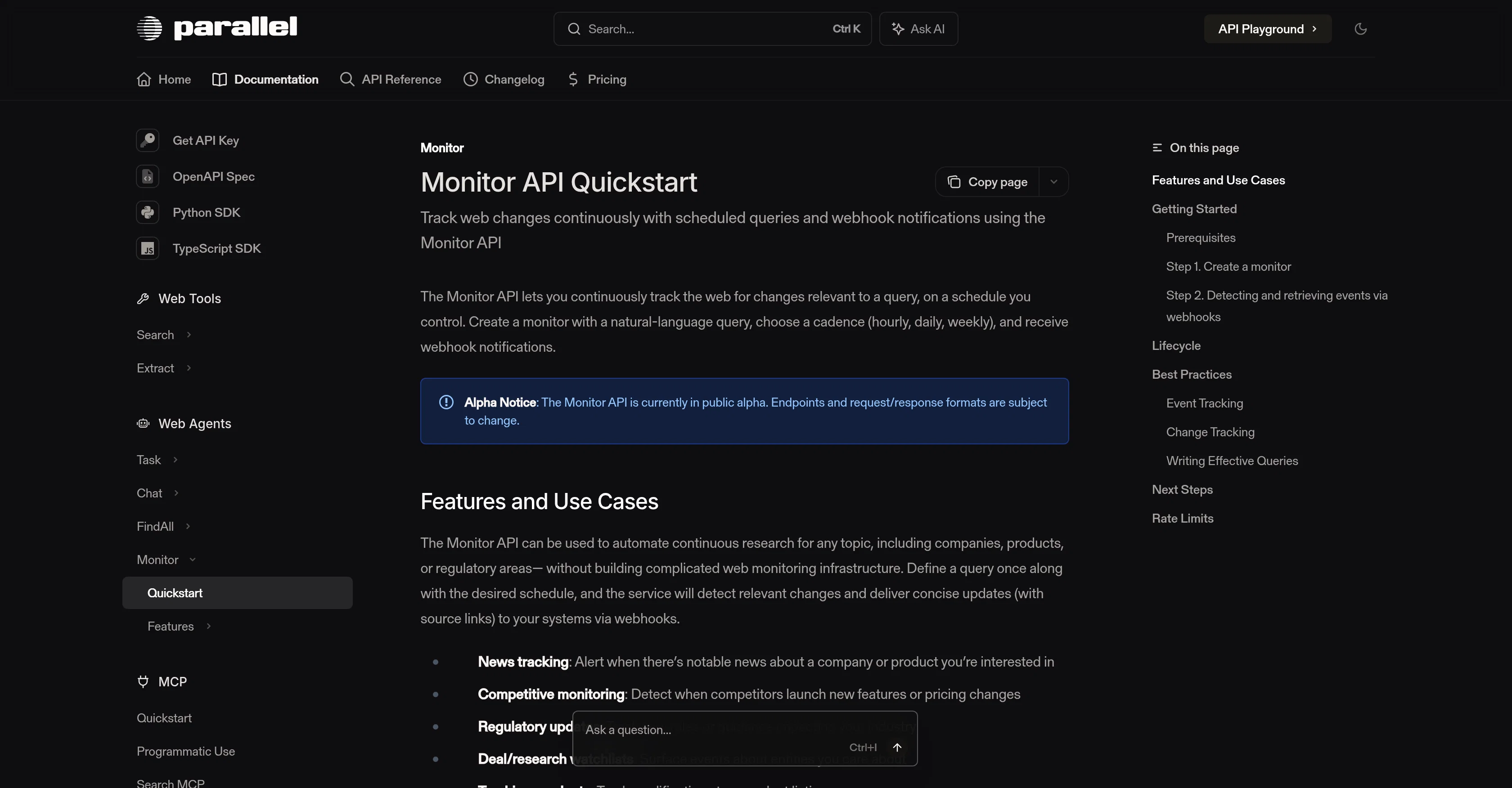 Parallel Monitor API website