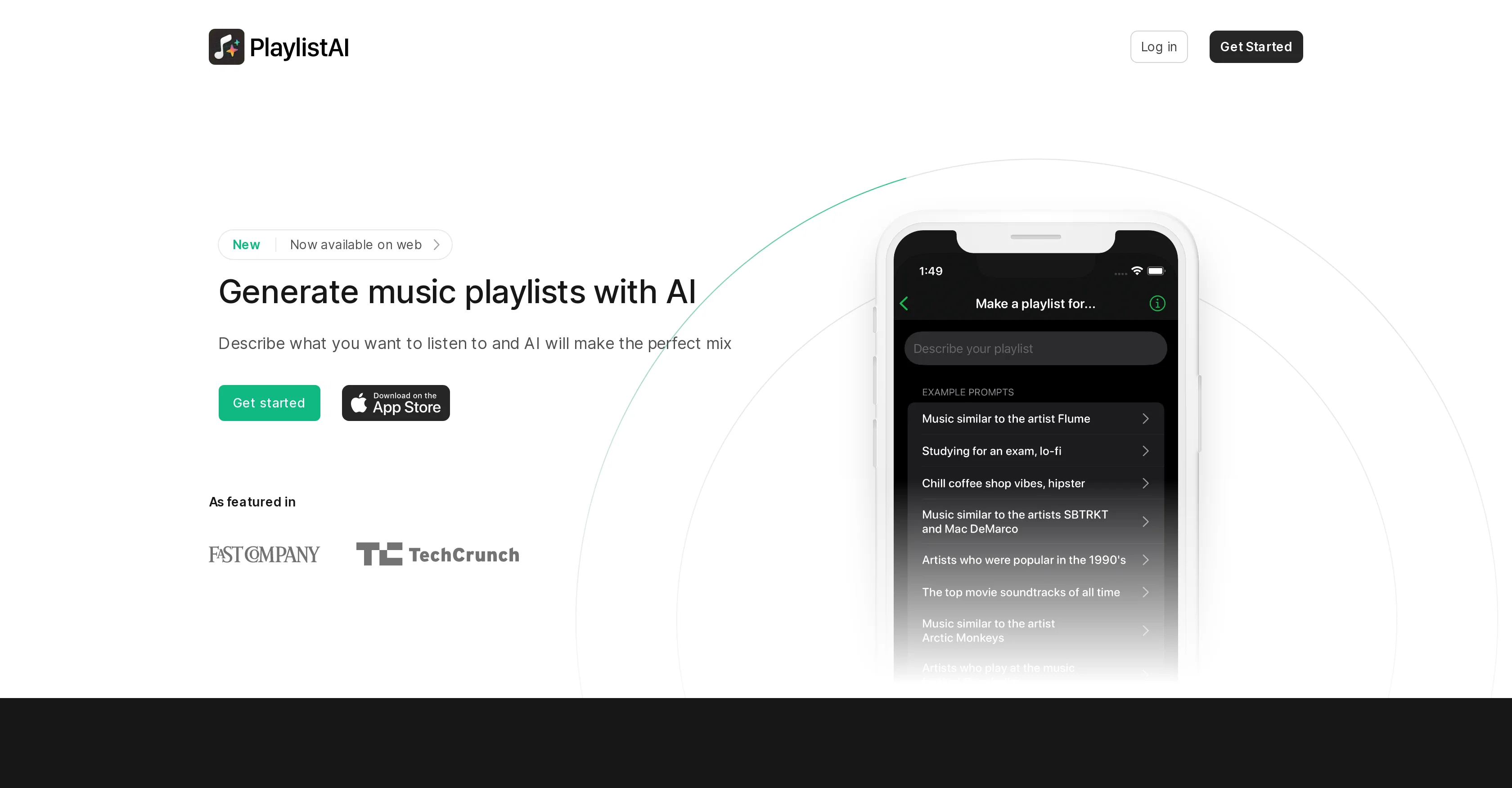 PlaylistAI website