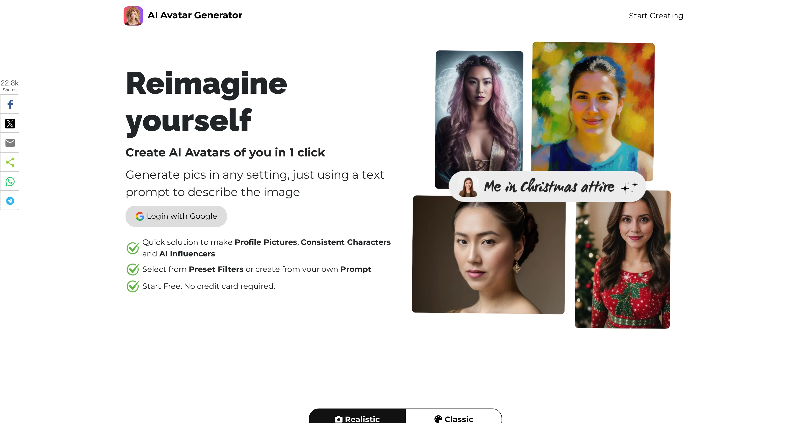 AI Avatar Generator website