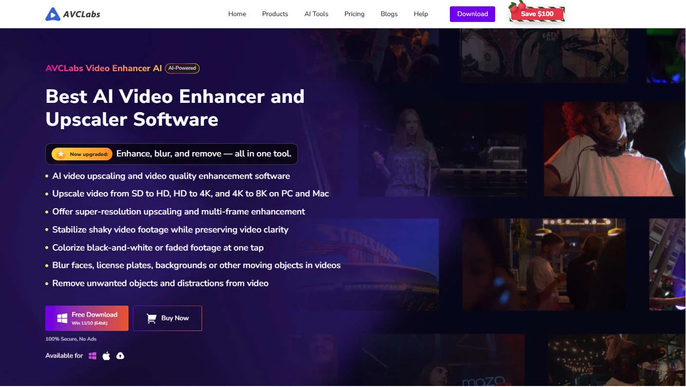 AVCLabs Video Enhancer AI website