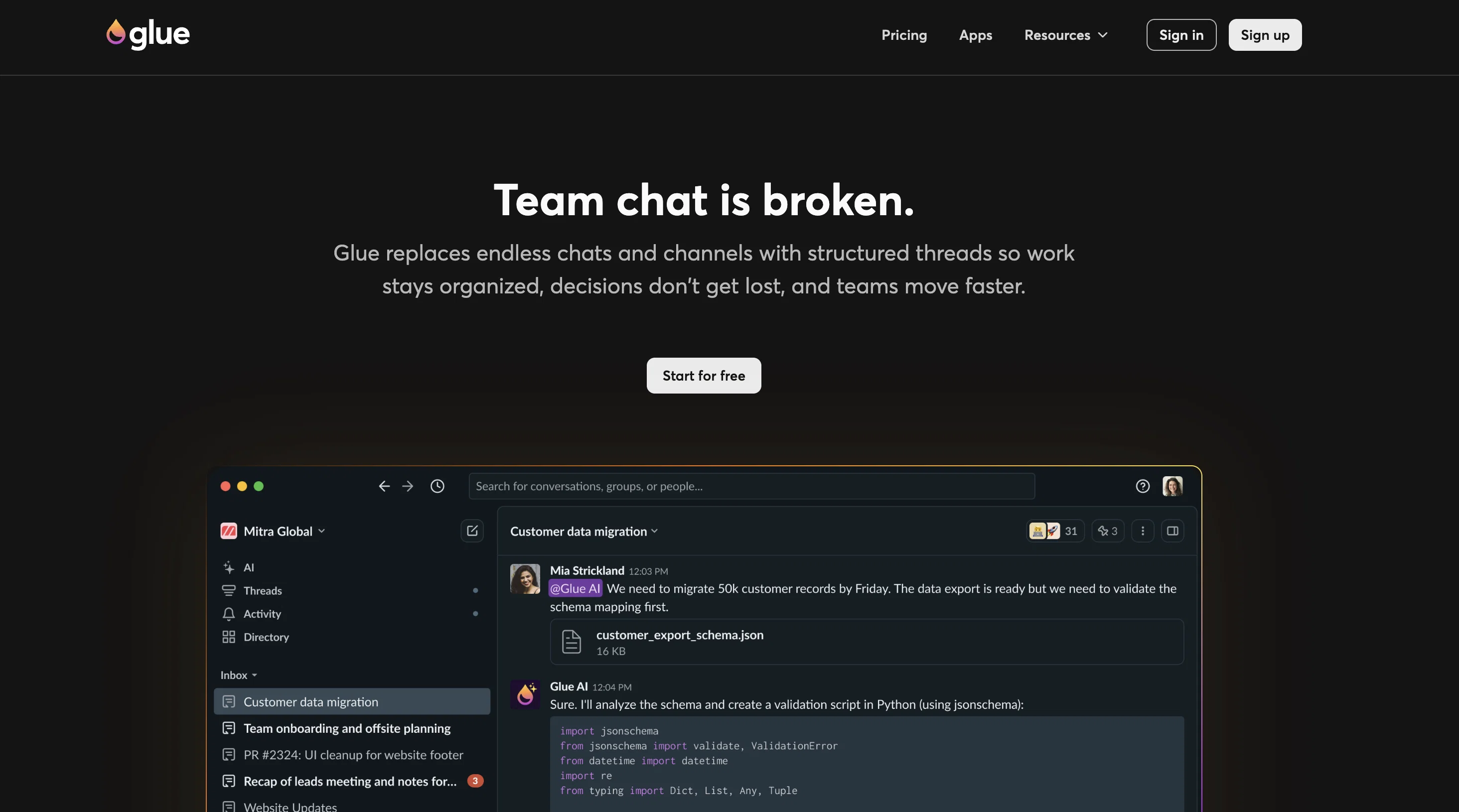 Glue website