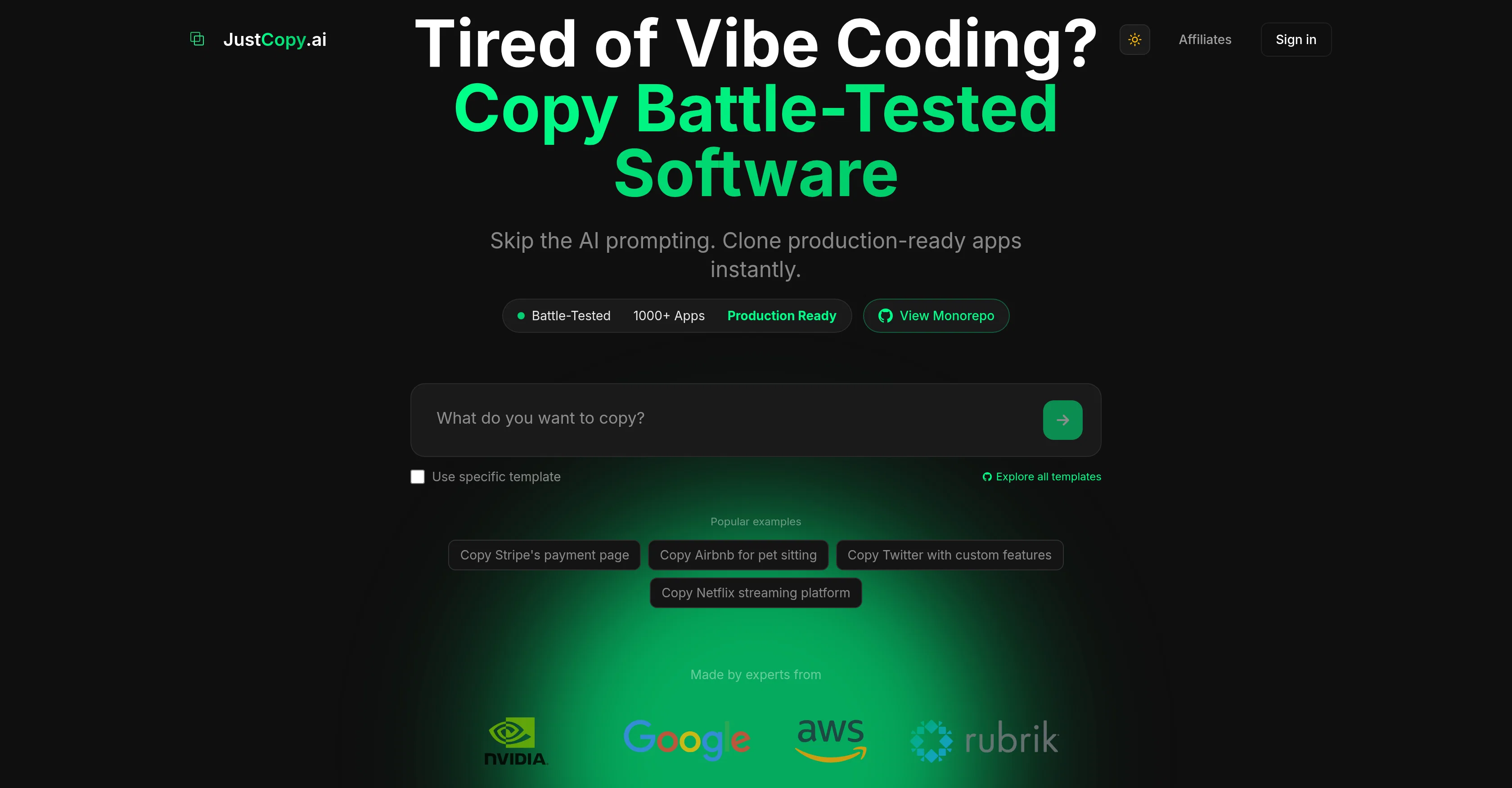 JustCopy.ai website