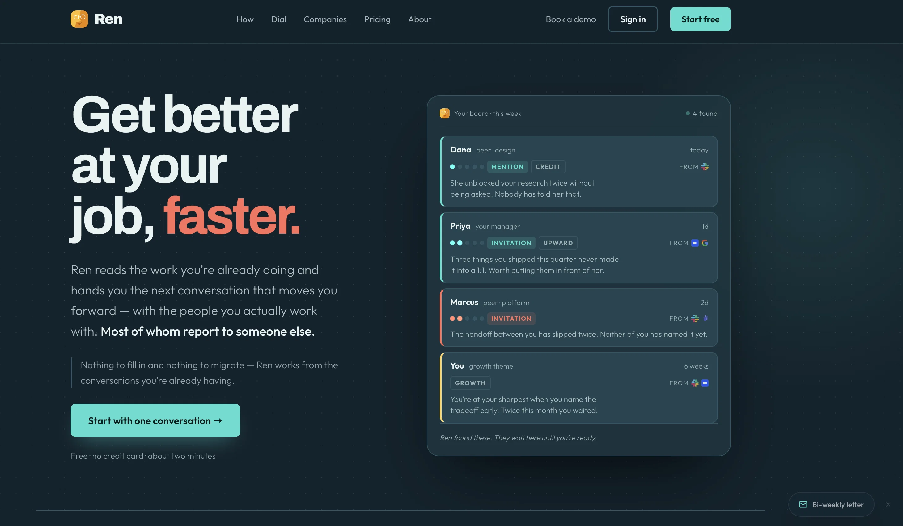 Ren AI | Leadership & Accountability Platform website