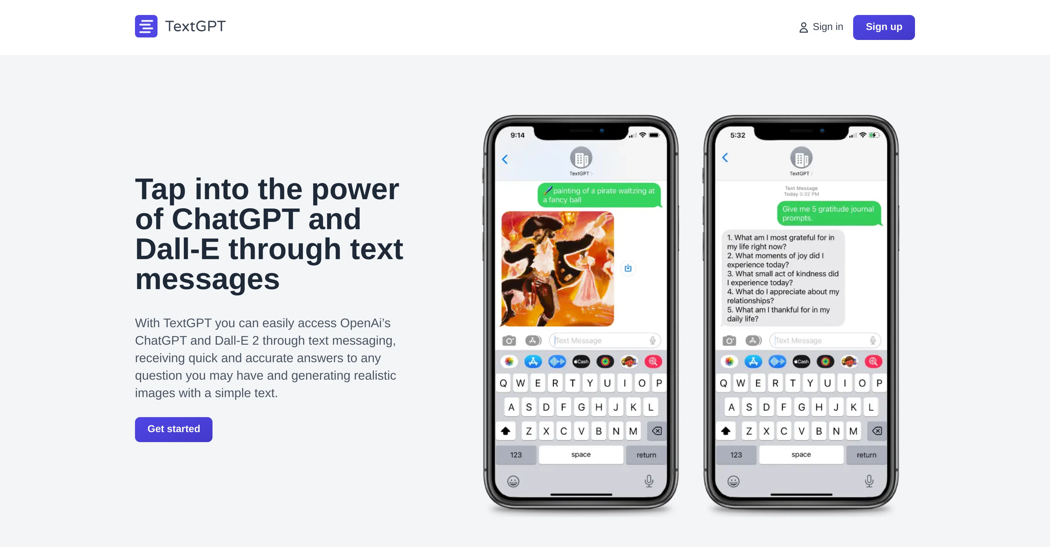 Text GPT website