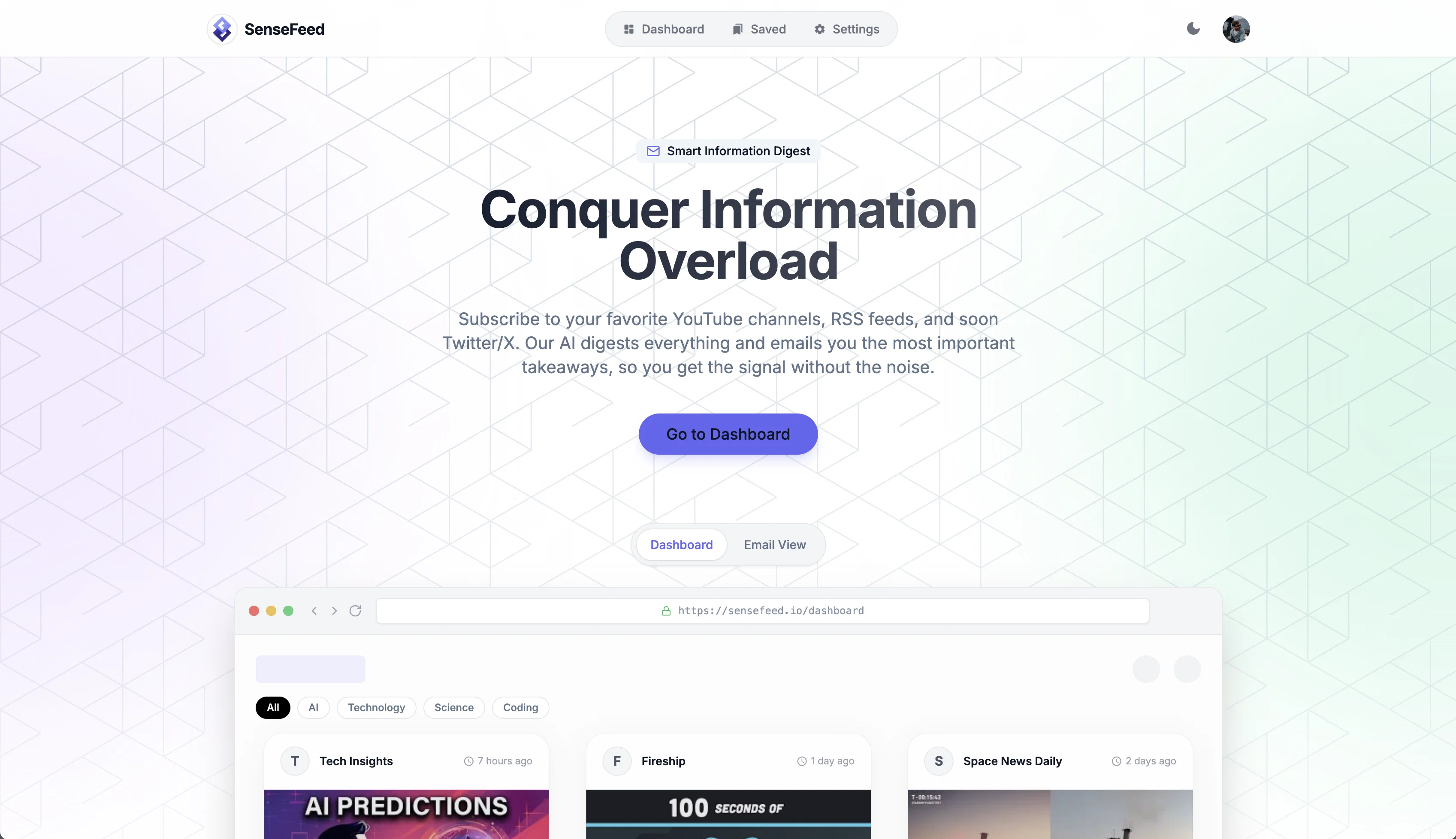 SenseFeed website