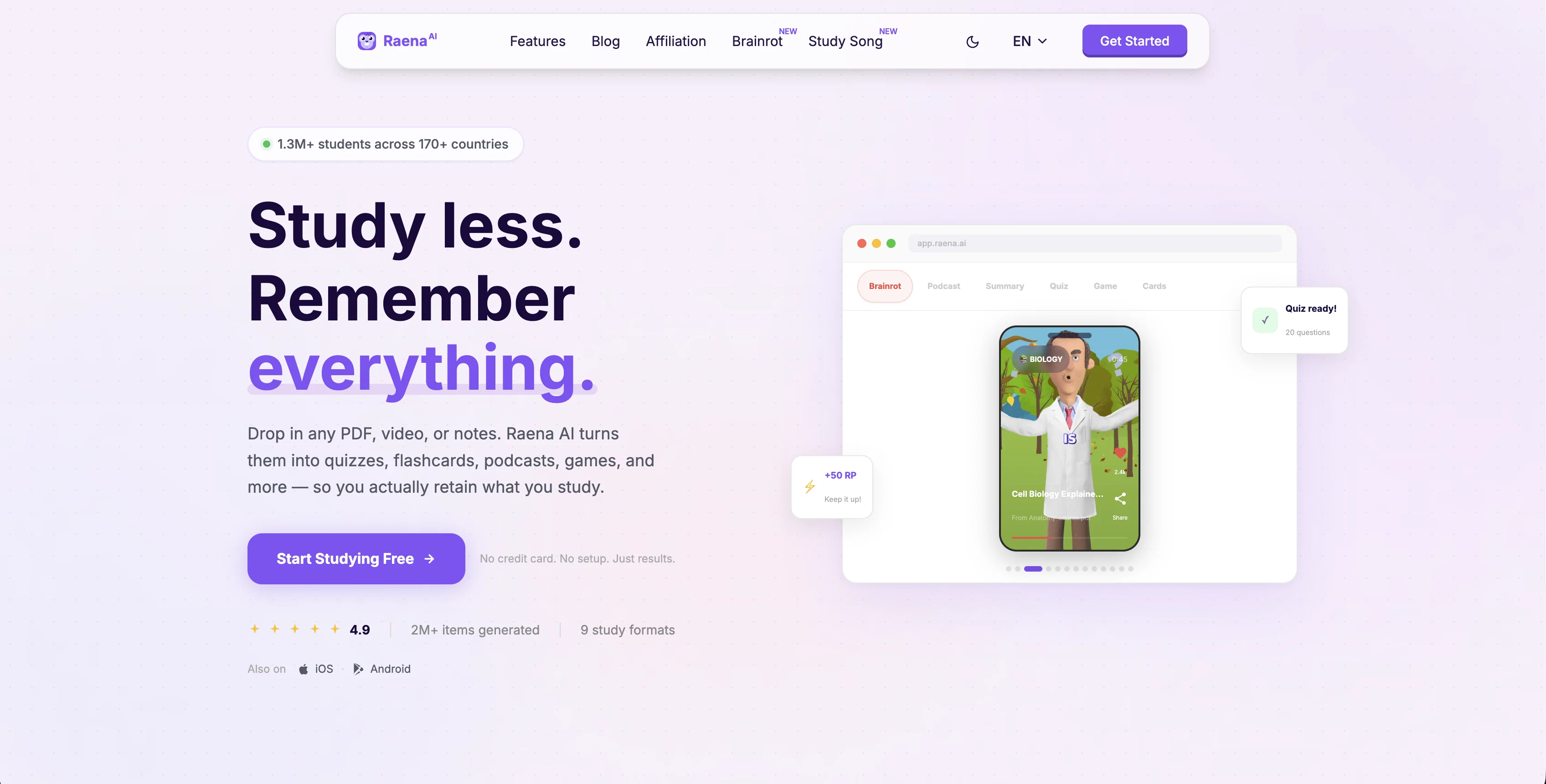Raena AI website