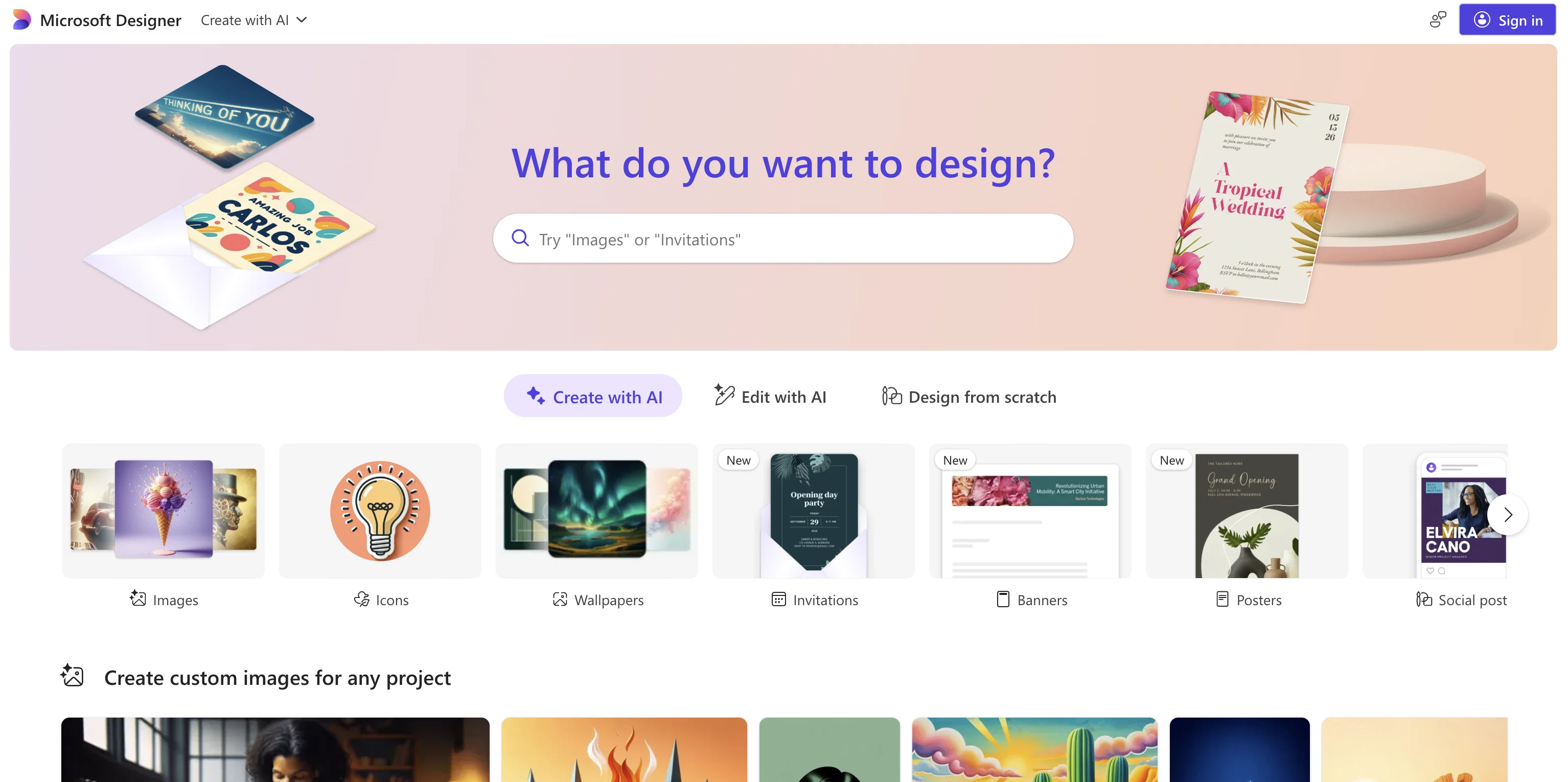 Microsoft Designer website