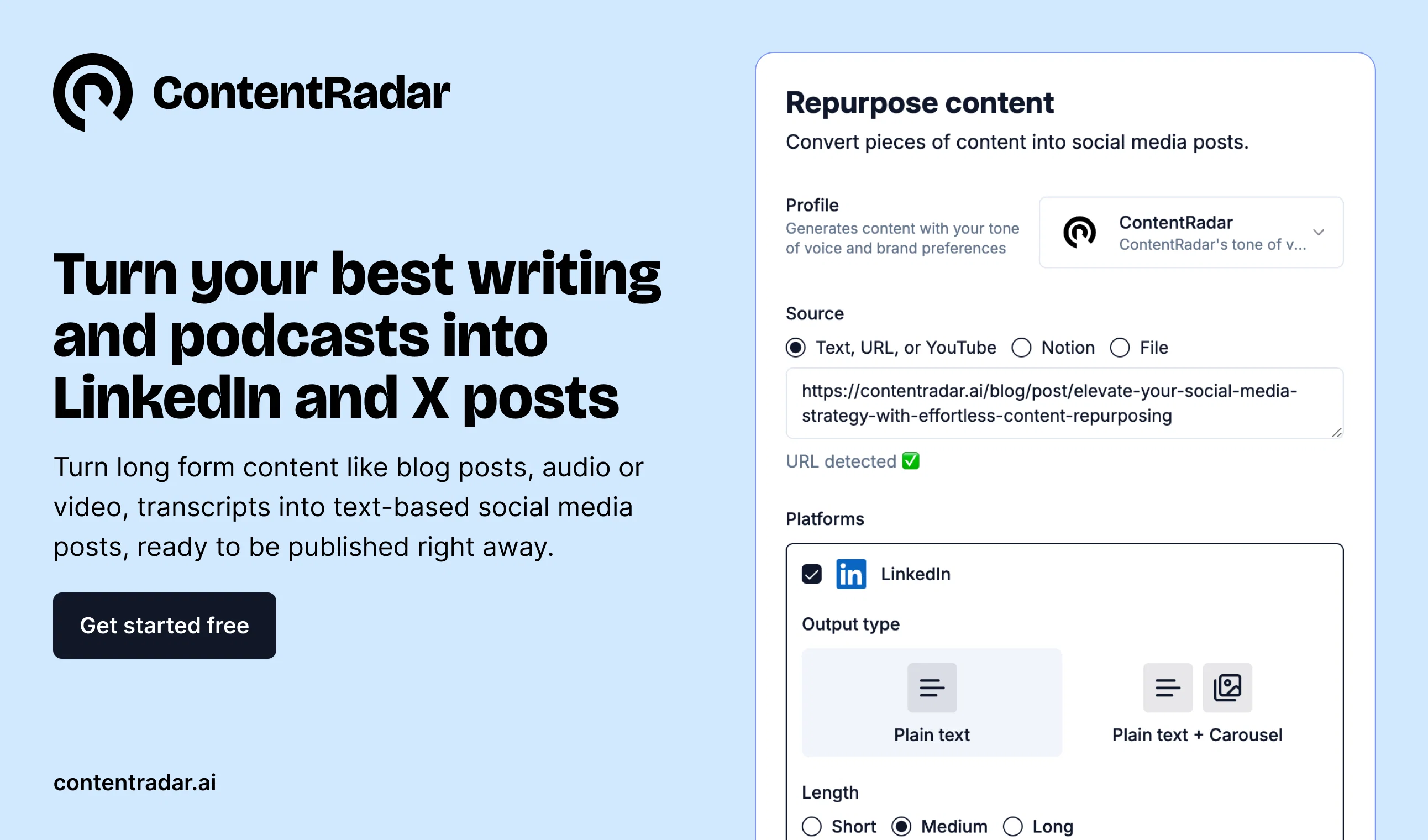 ContentRadar website