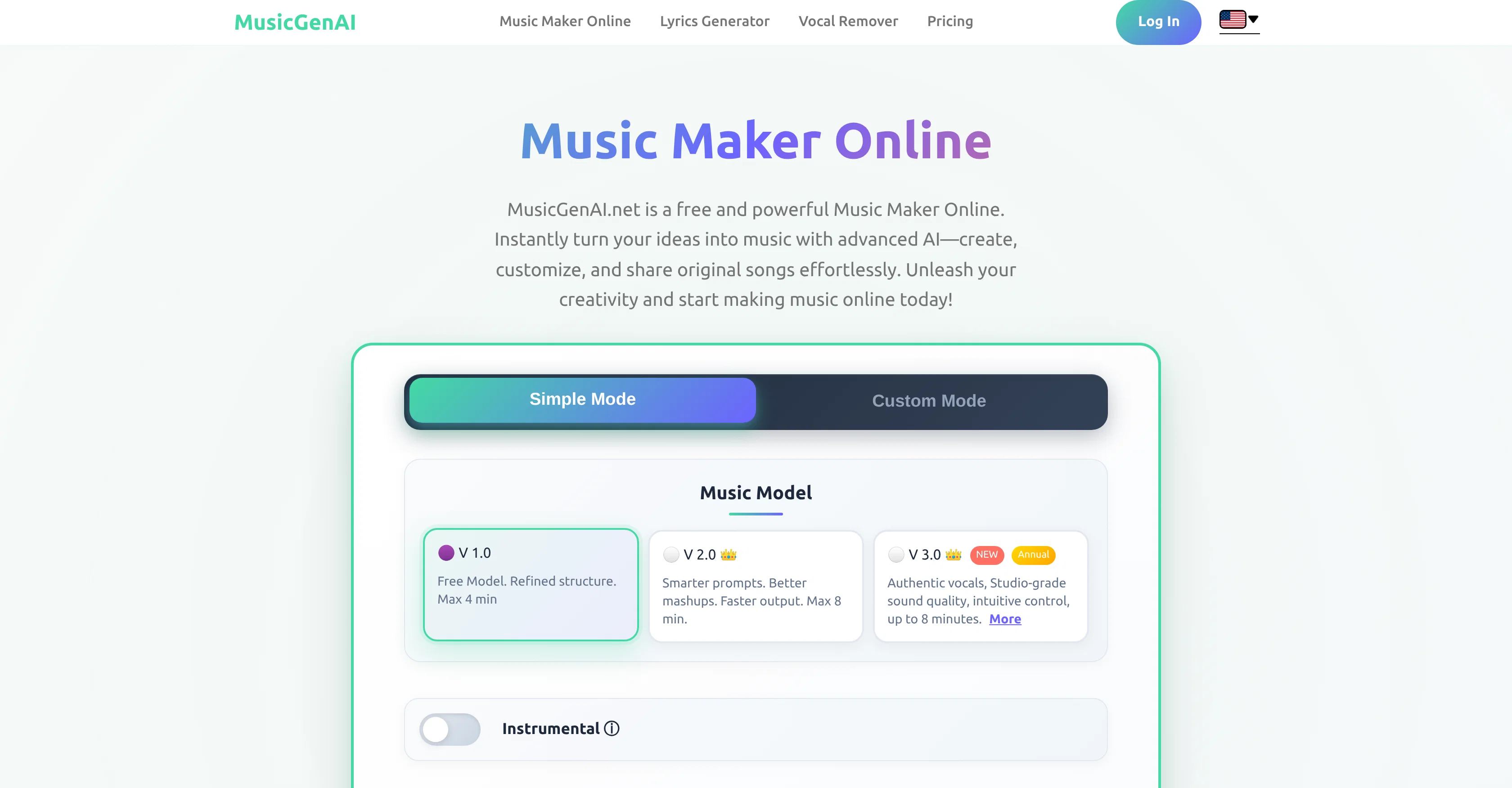 MusicGenAI website