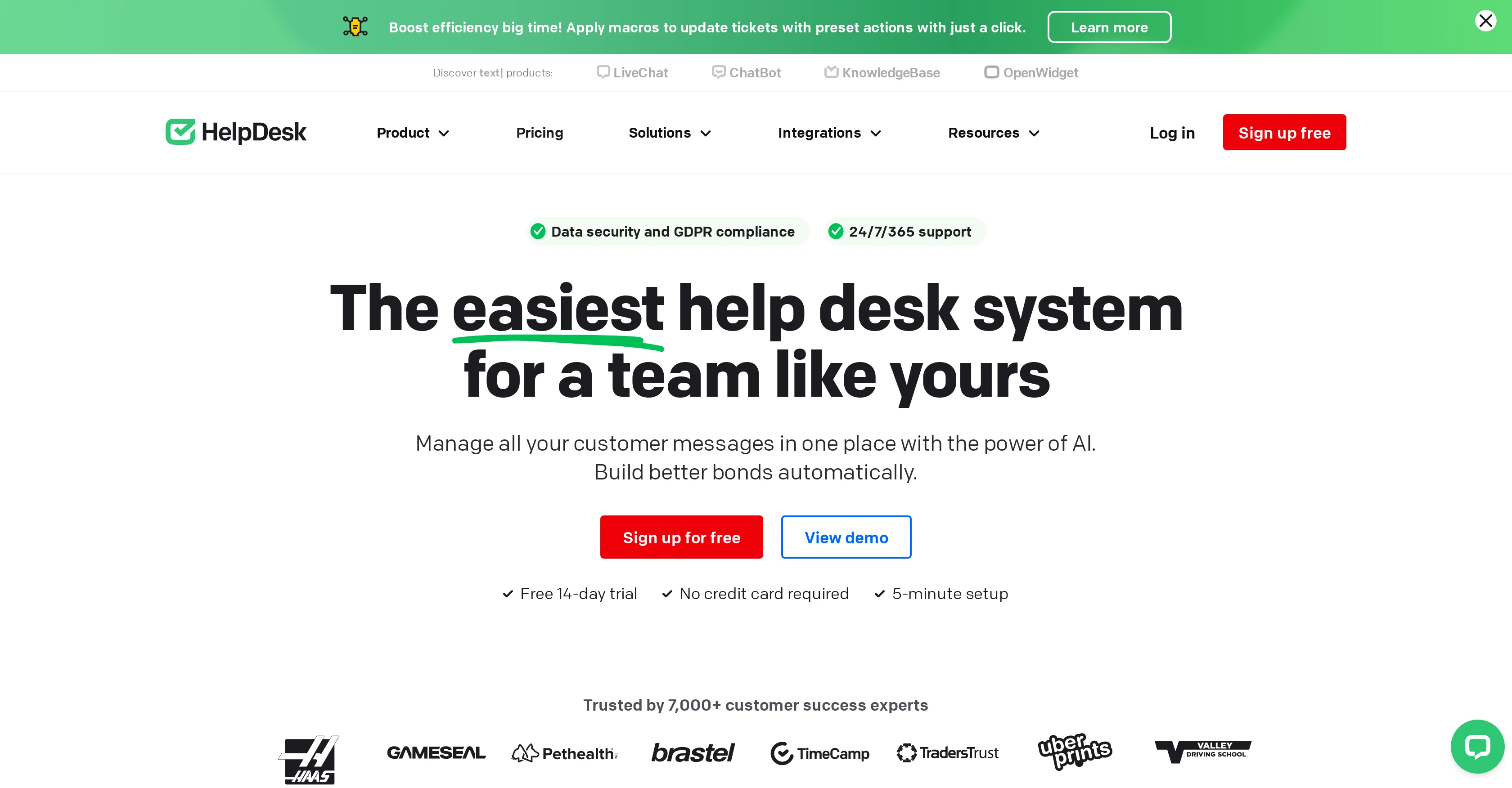 HelpDesk website